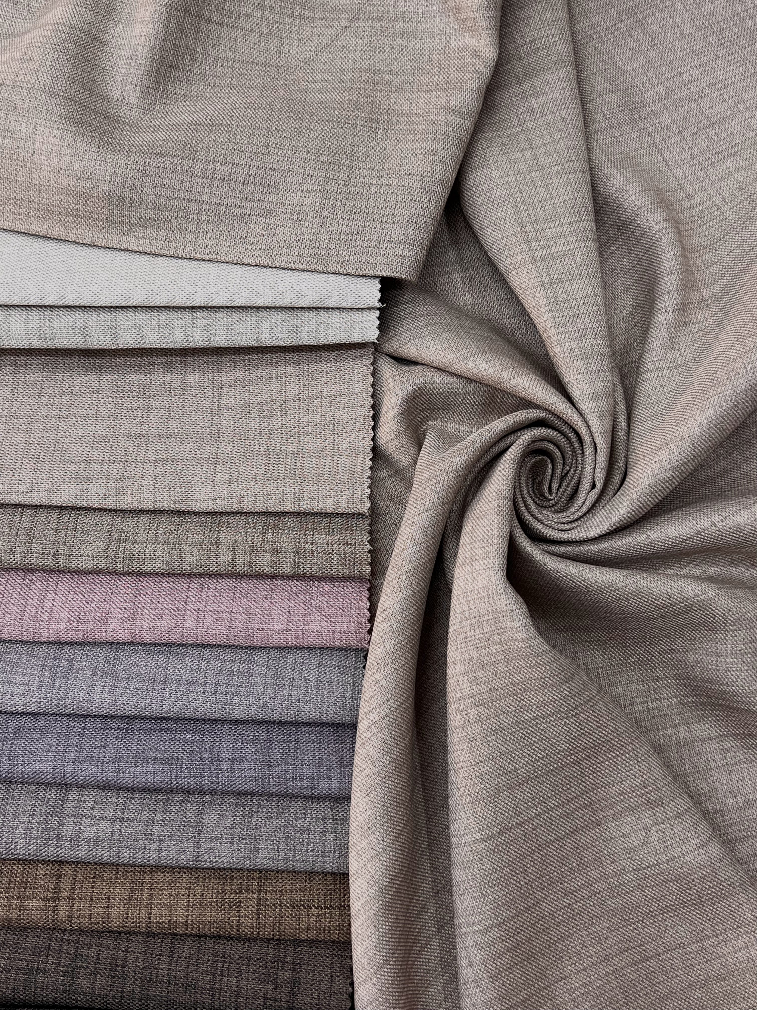 Plain linen curtain with blackout lining, cappuccino color