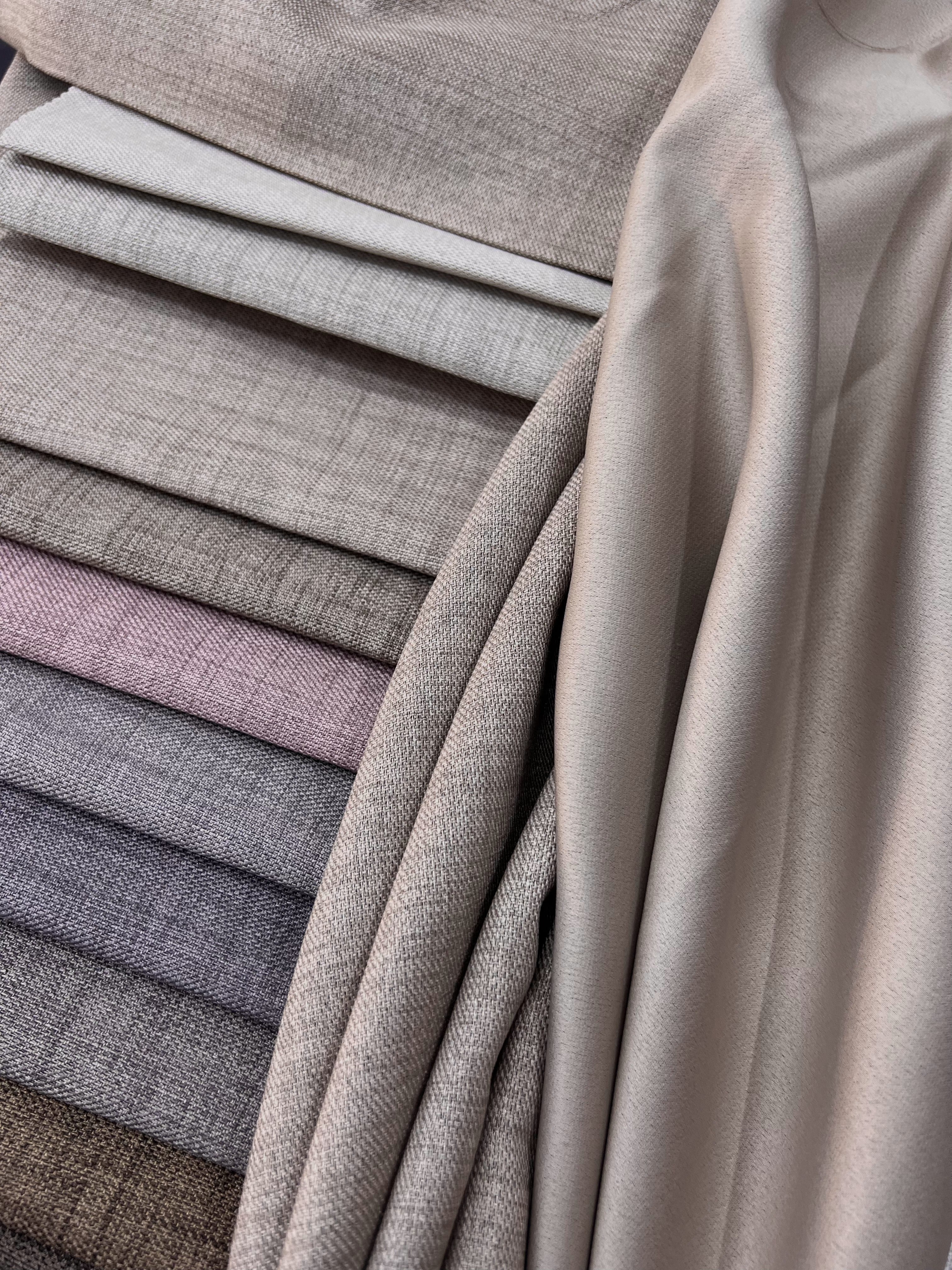 Plain linen curtain with blackout lining, cappuccino color