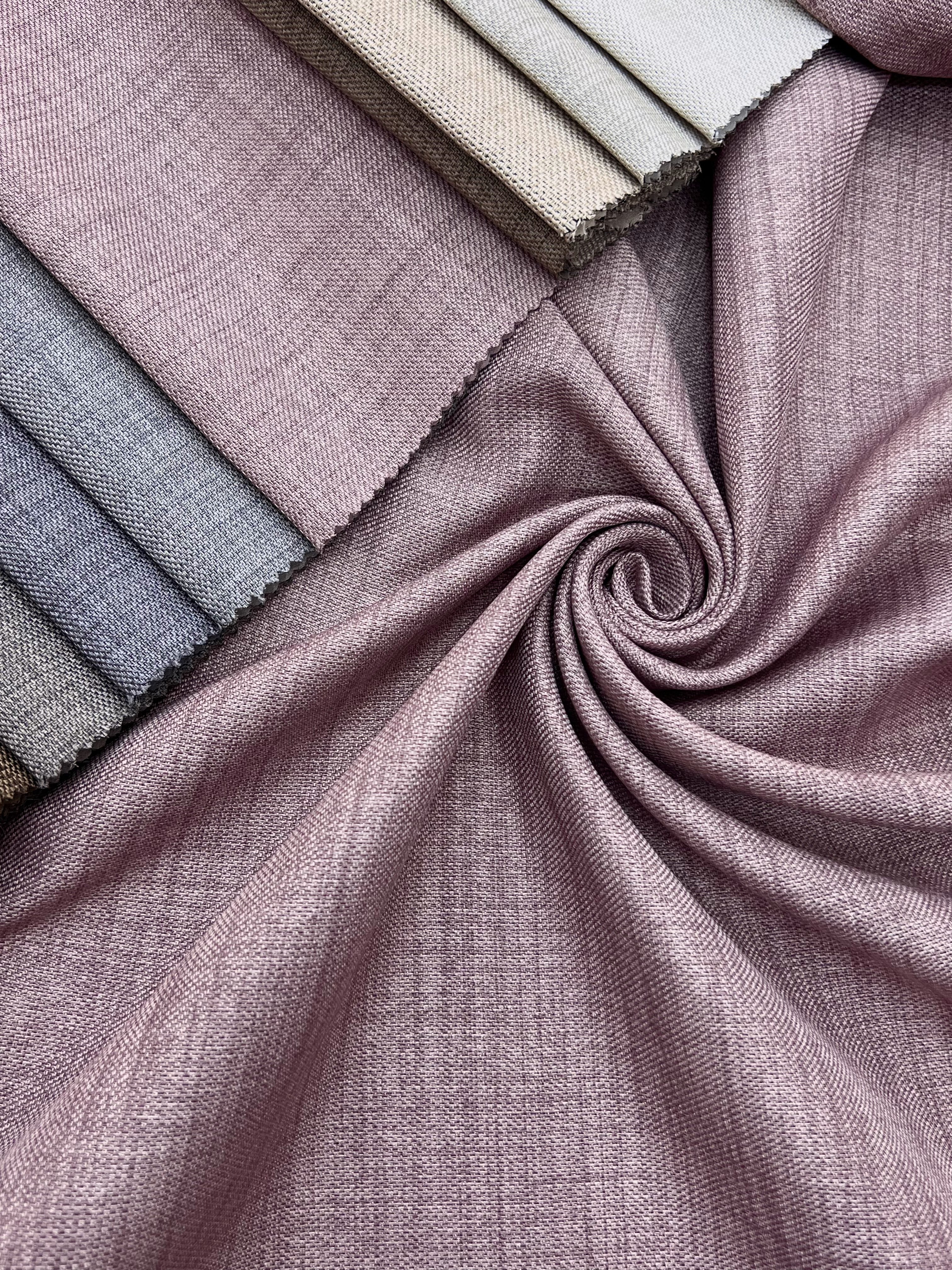 Plain linen curtain with blackout lining, pink color