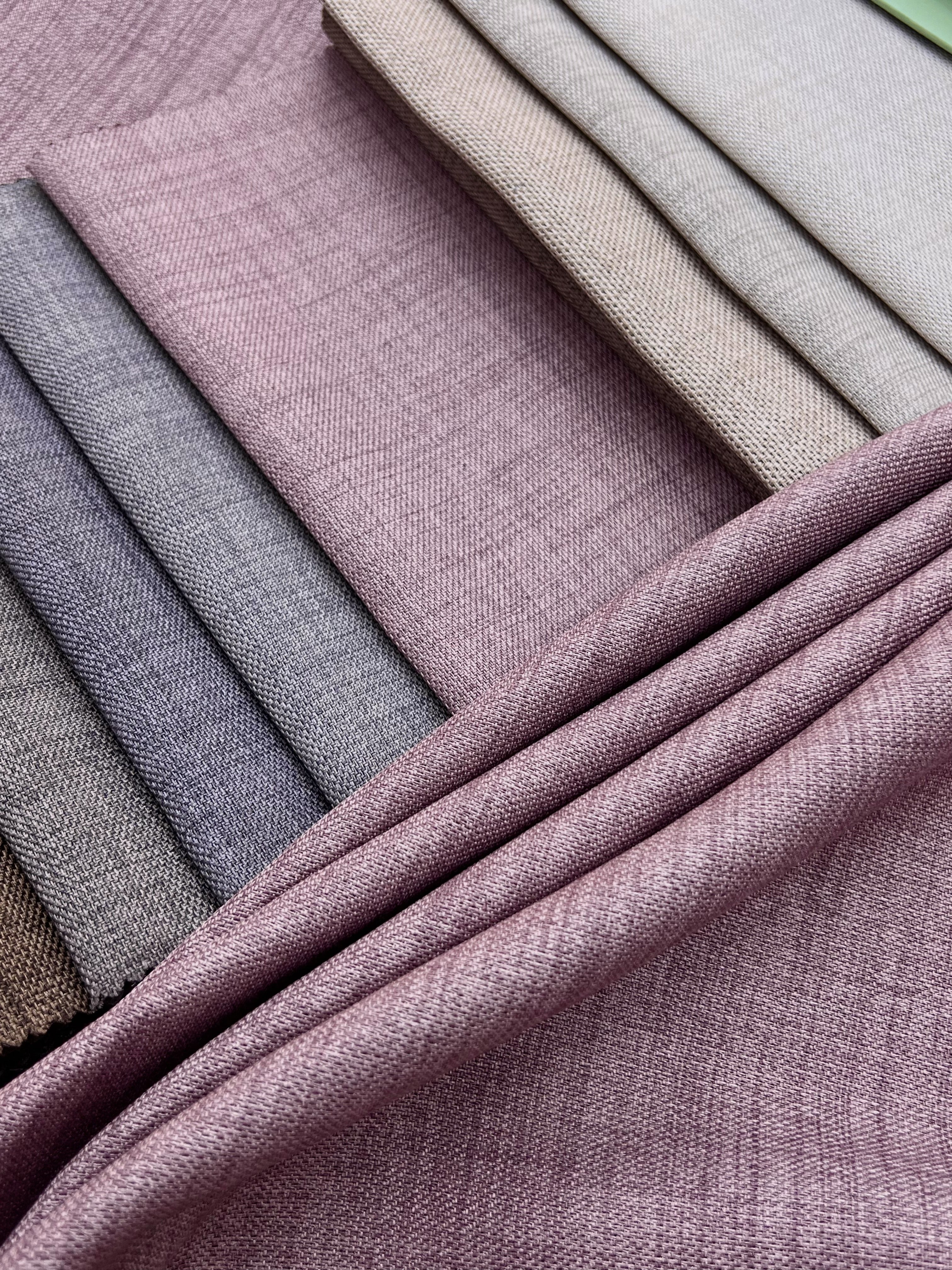 Plain linen curtain with blackout lining, pink color