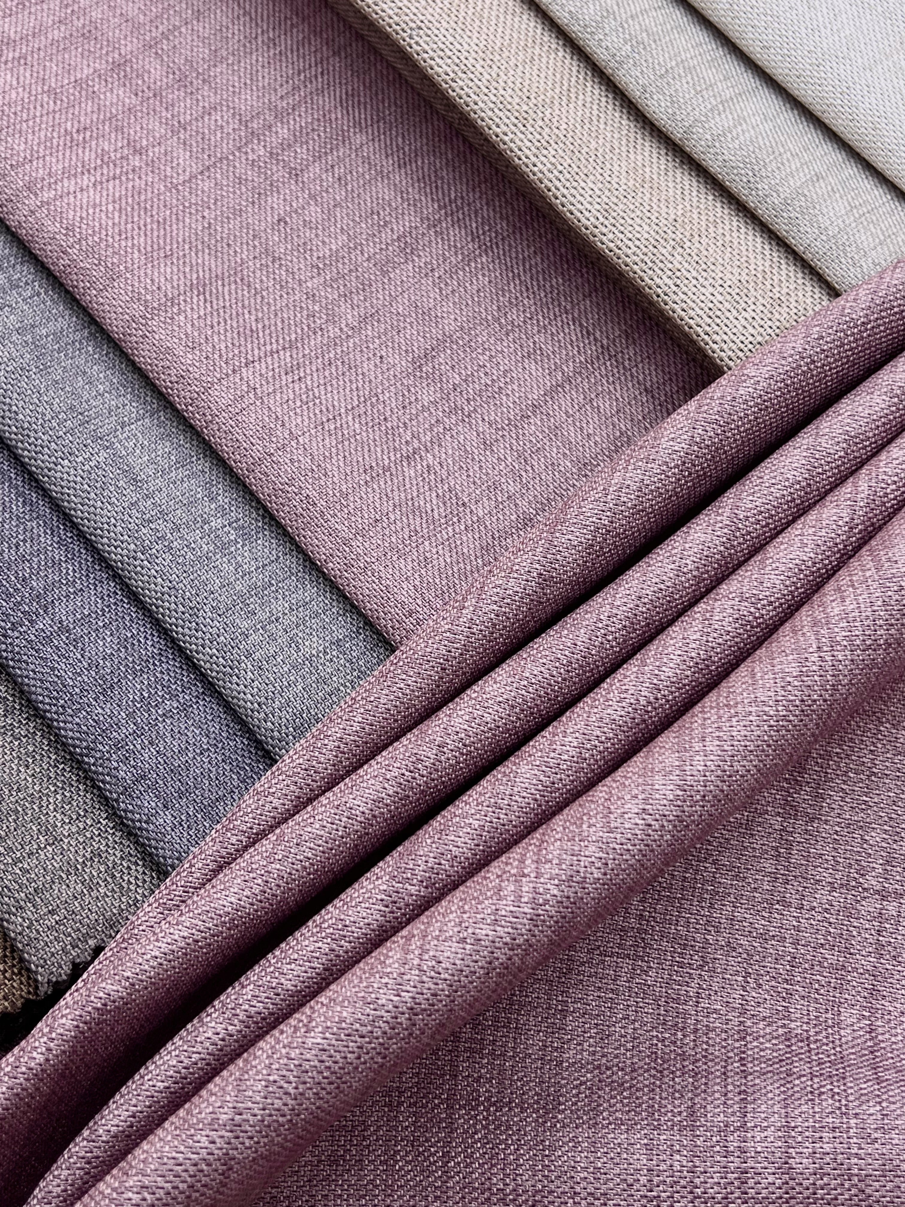 Plain linen curtain with blackout lining, pink color