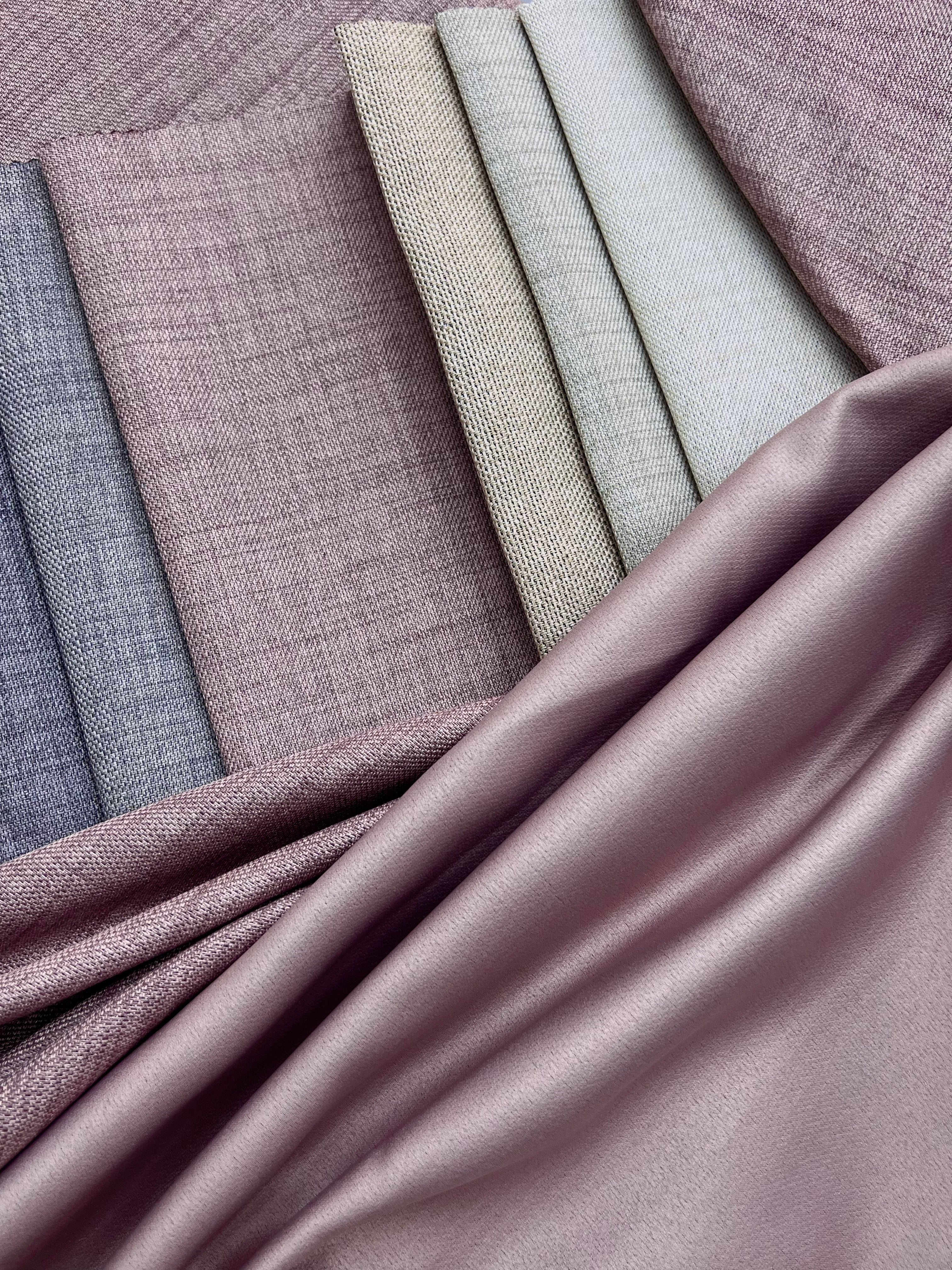 Plain linen curtain with blackout lining, pink color