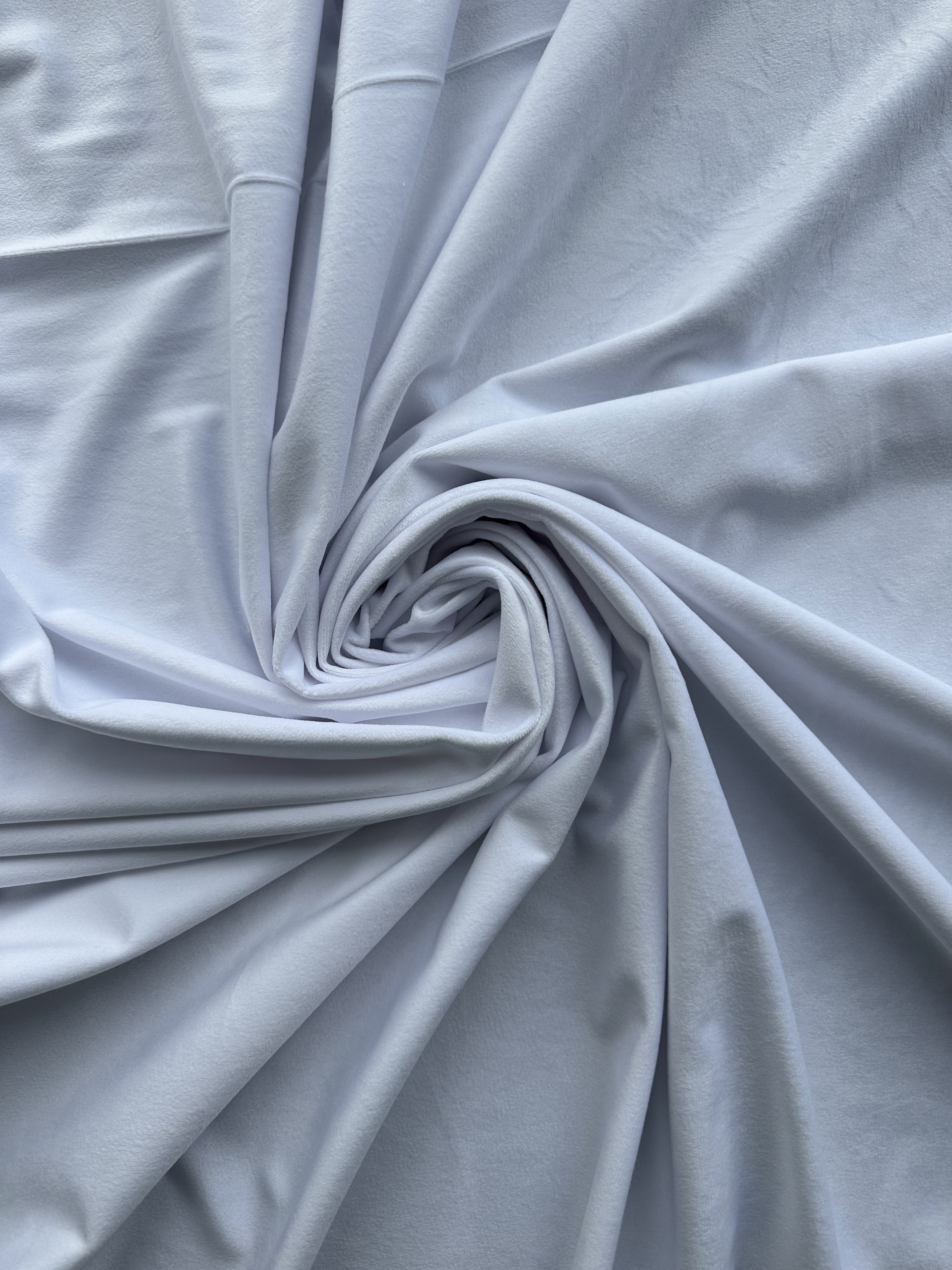 Velvet plain curtains, white color