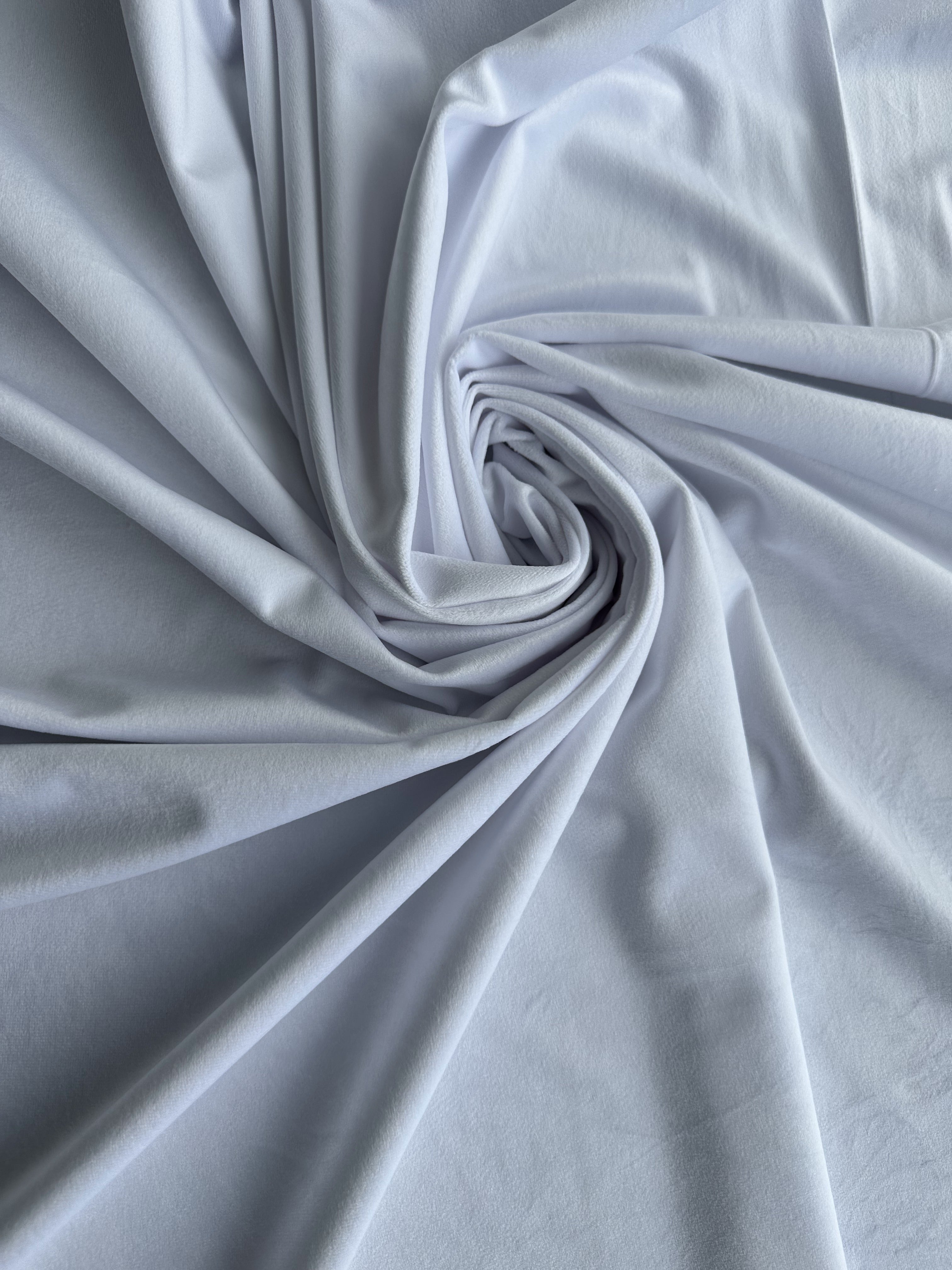Velvet plain curtains, white color