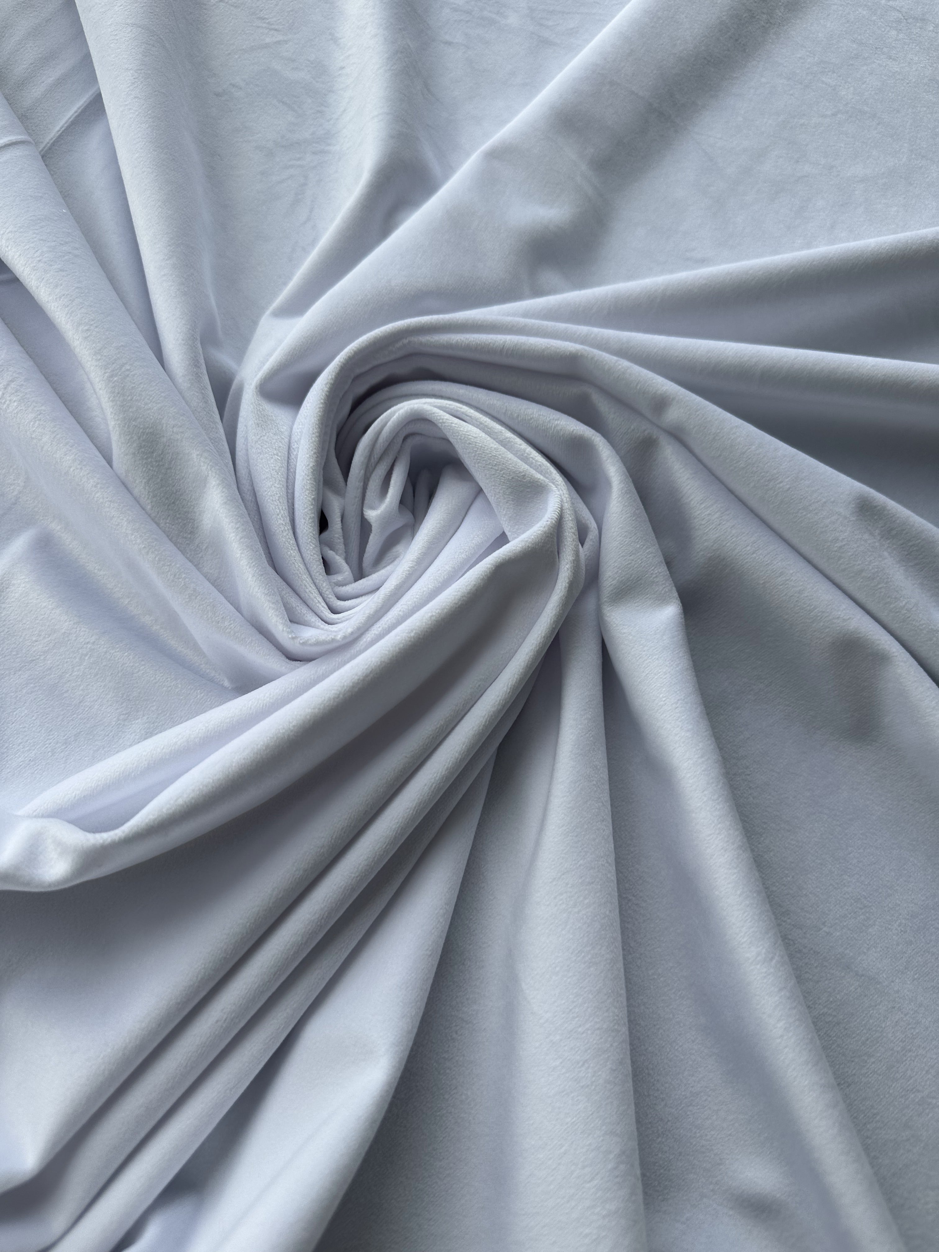 Velvet plain curtains, white color