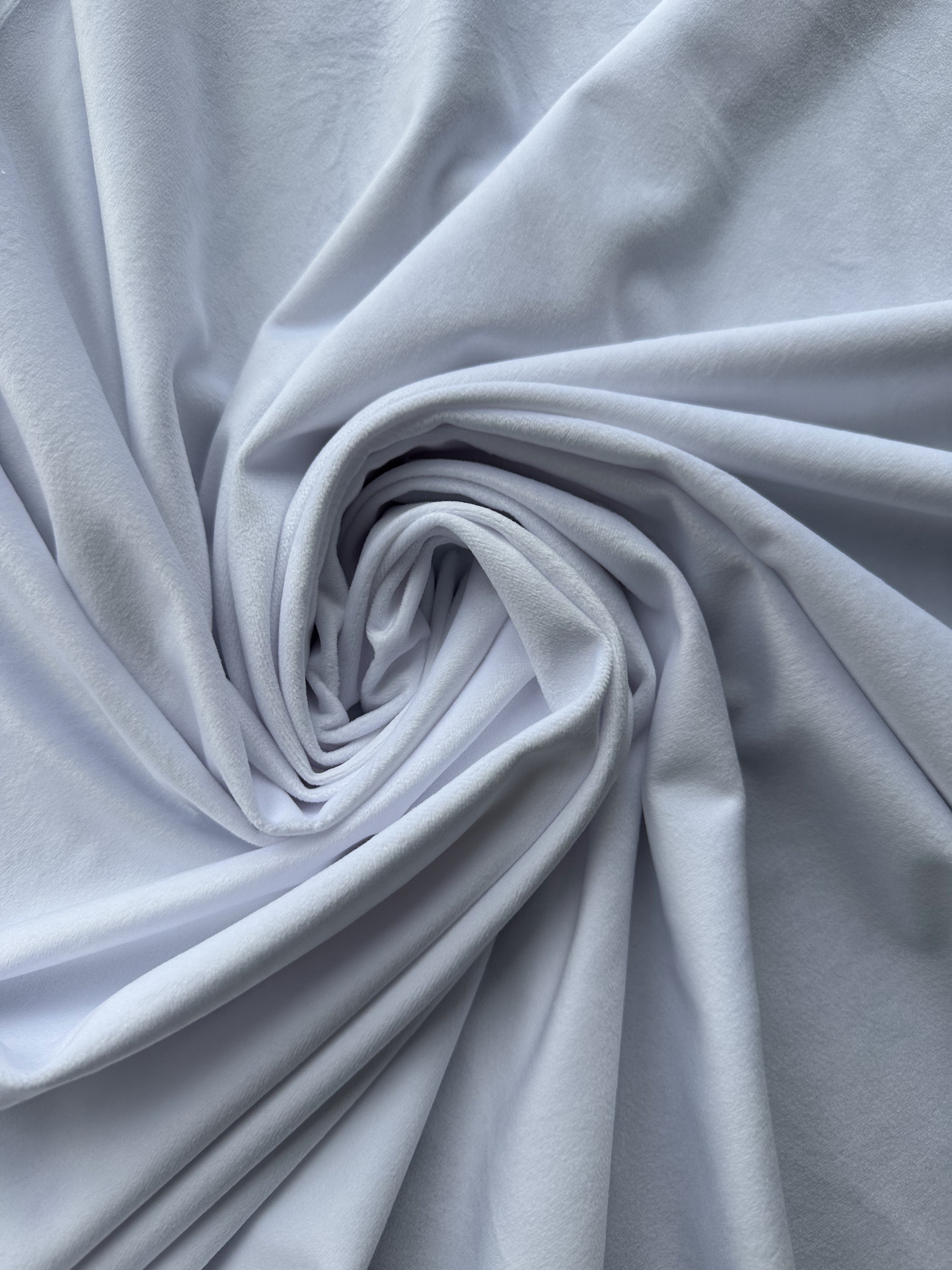 Velvet plain curtains, white color