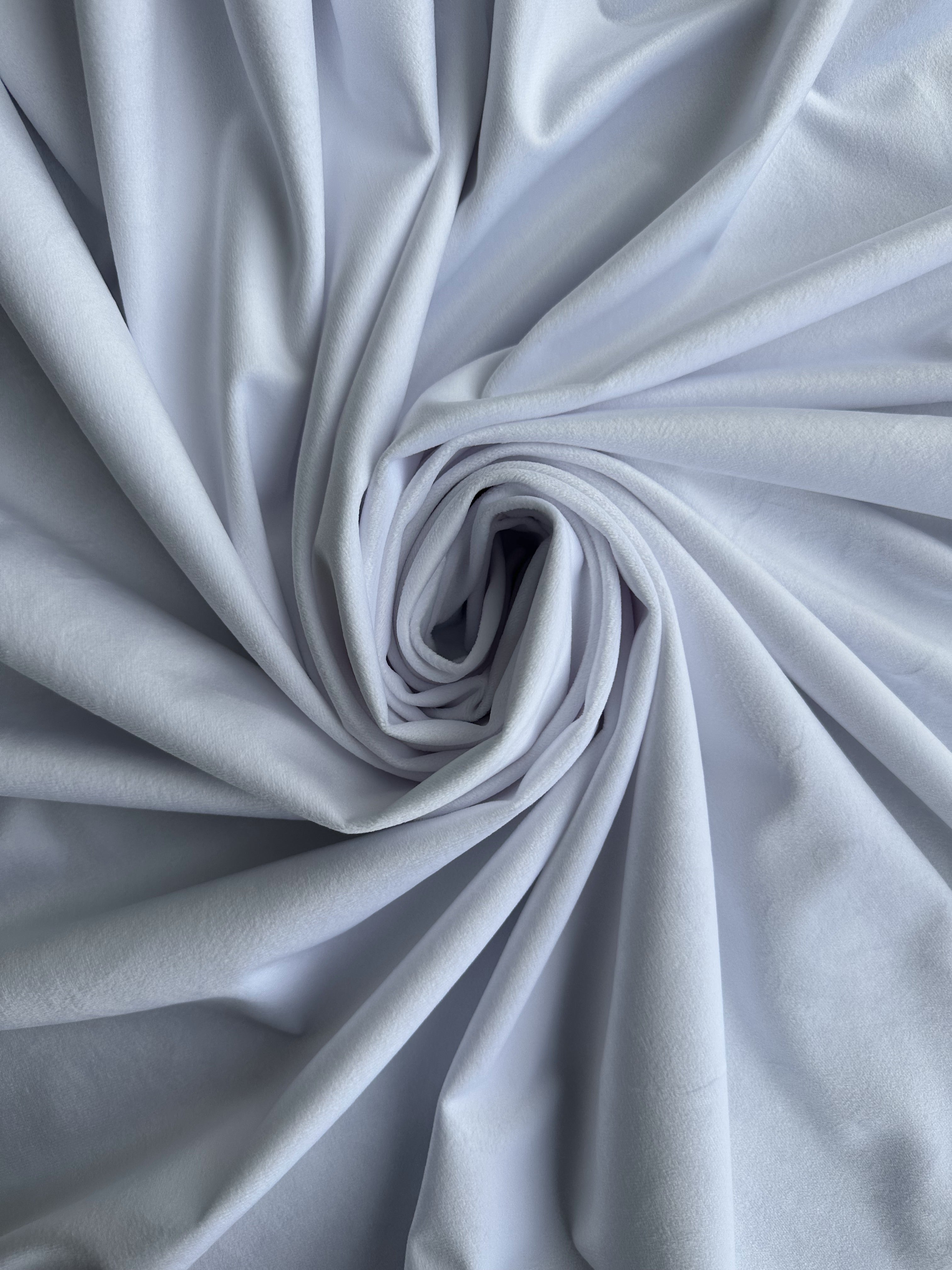 Velvet plain curtains, white color