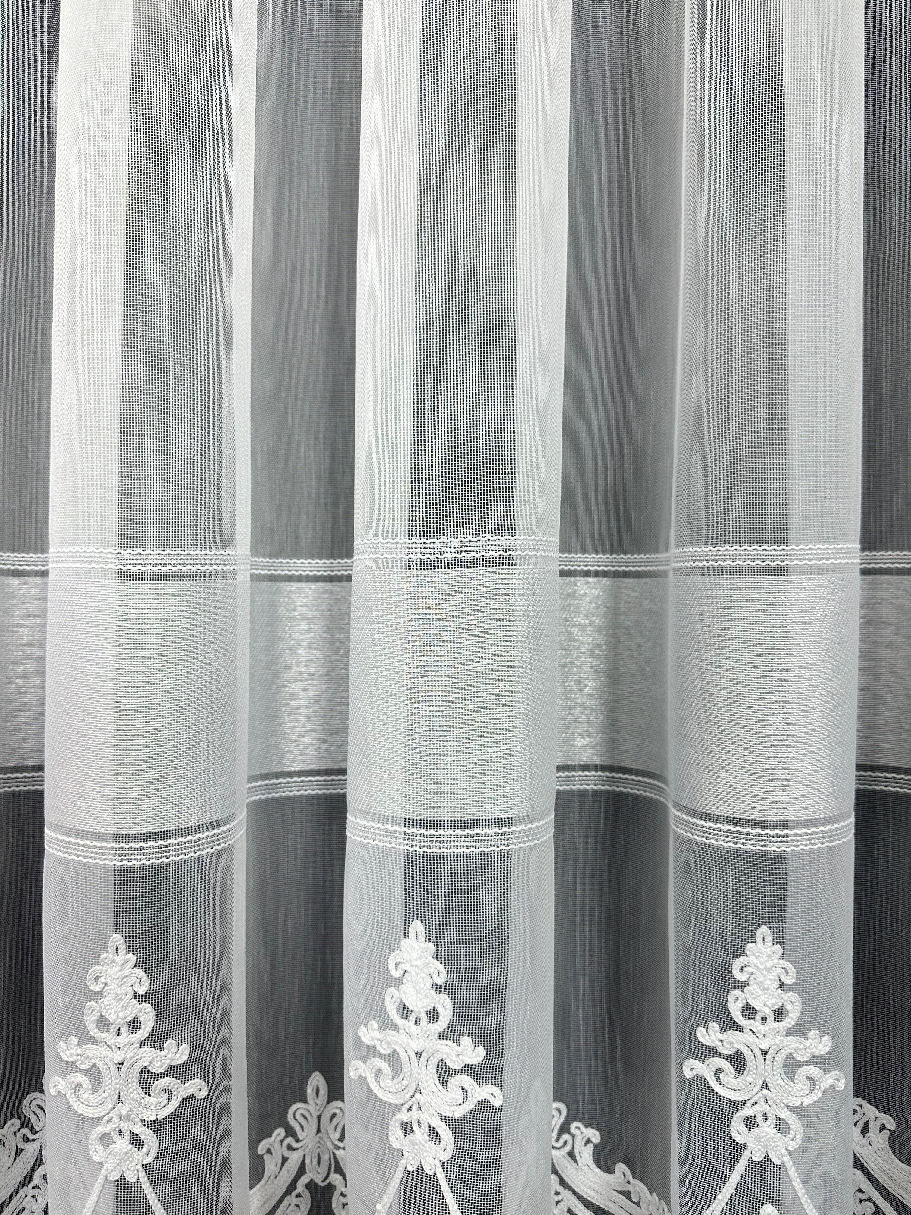 Bamboo-based sheer curtain with beautiful embroidery, white color