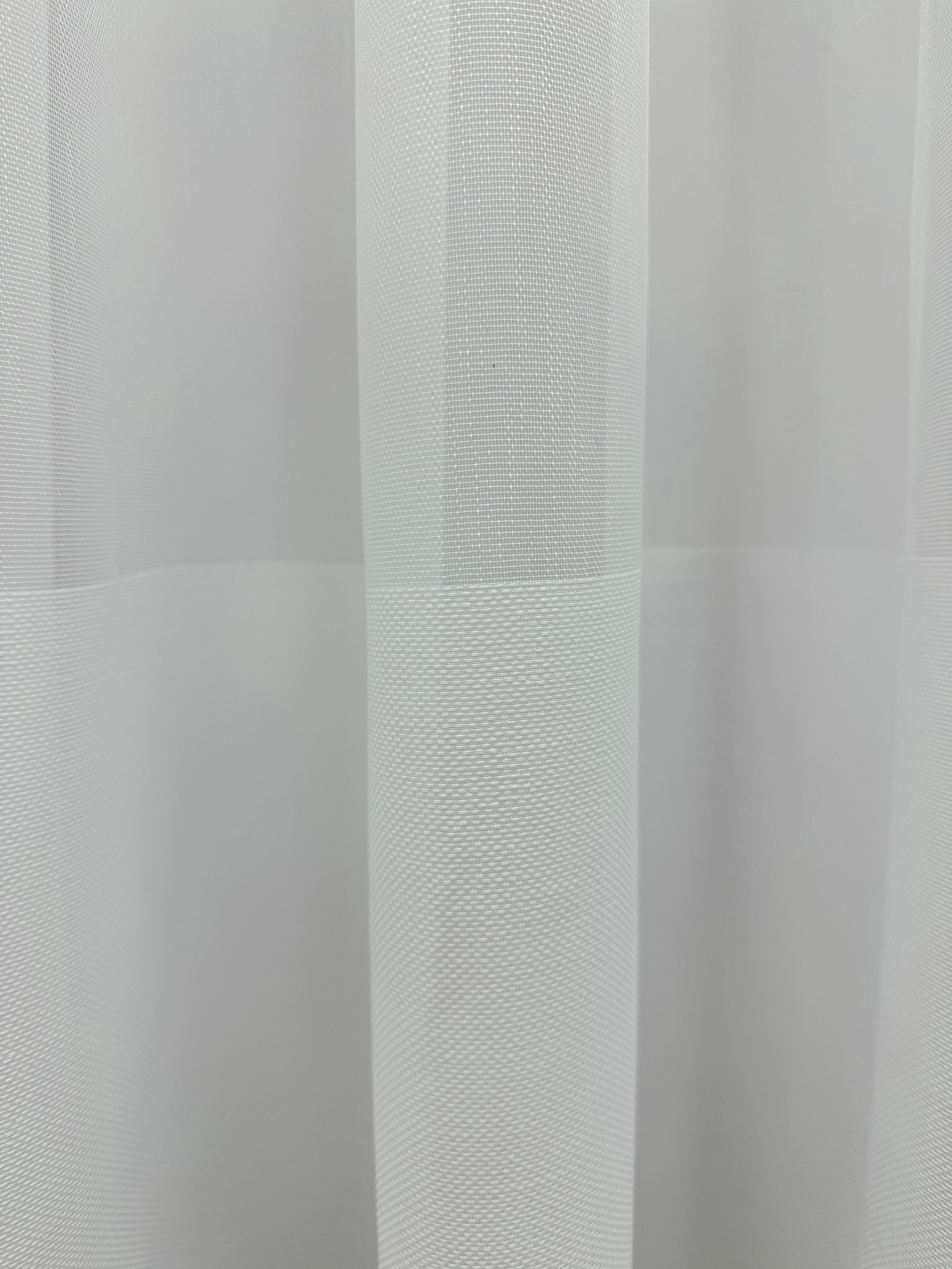 Bamboo-based sheer curtain with stripe on the bottom, white color