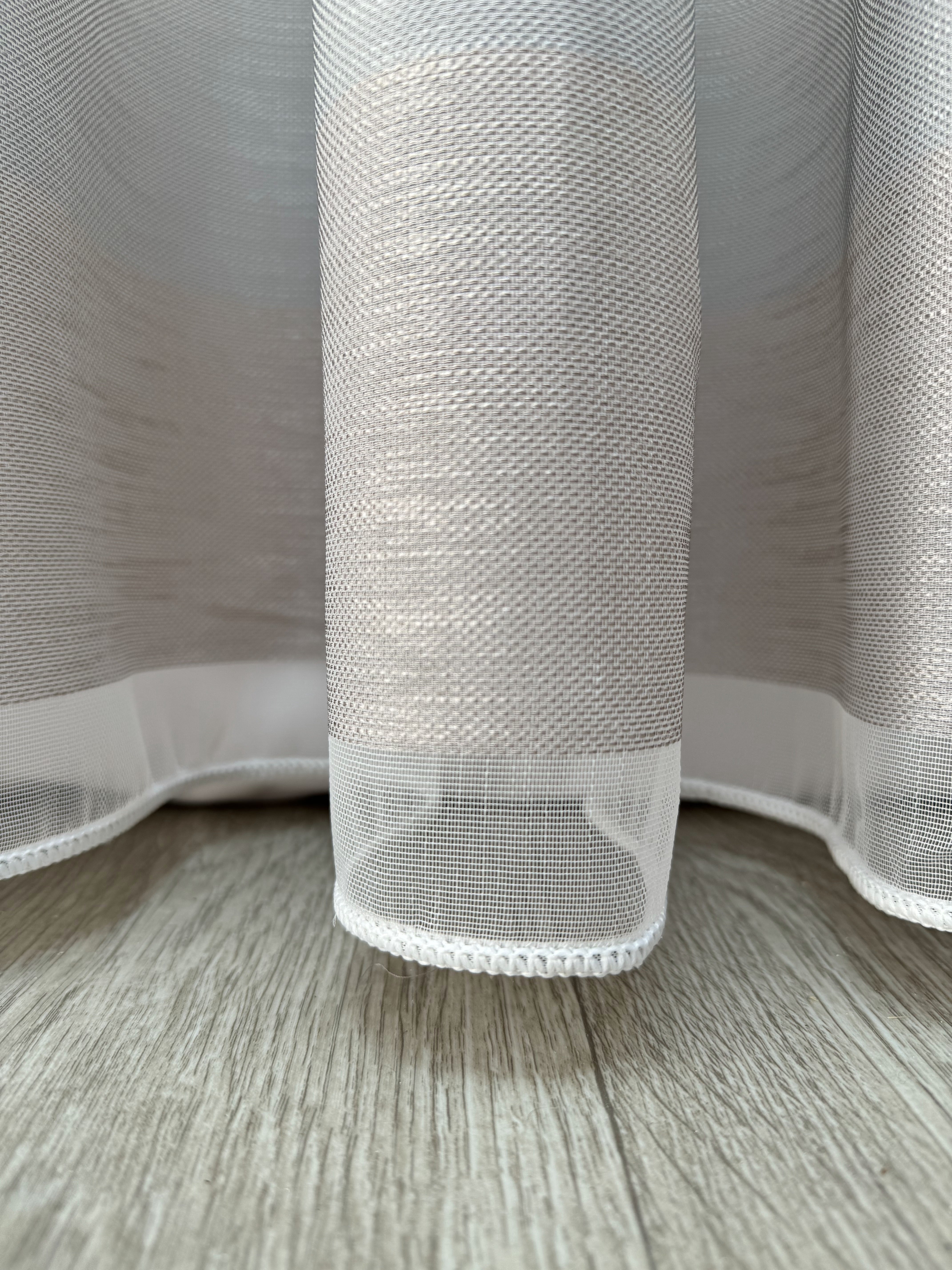 Bamboo-based sheer curtain with stripe on the bottom, brown color