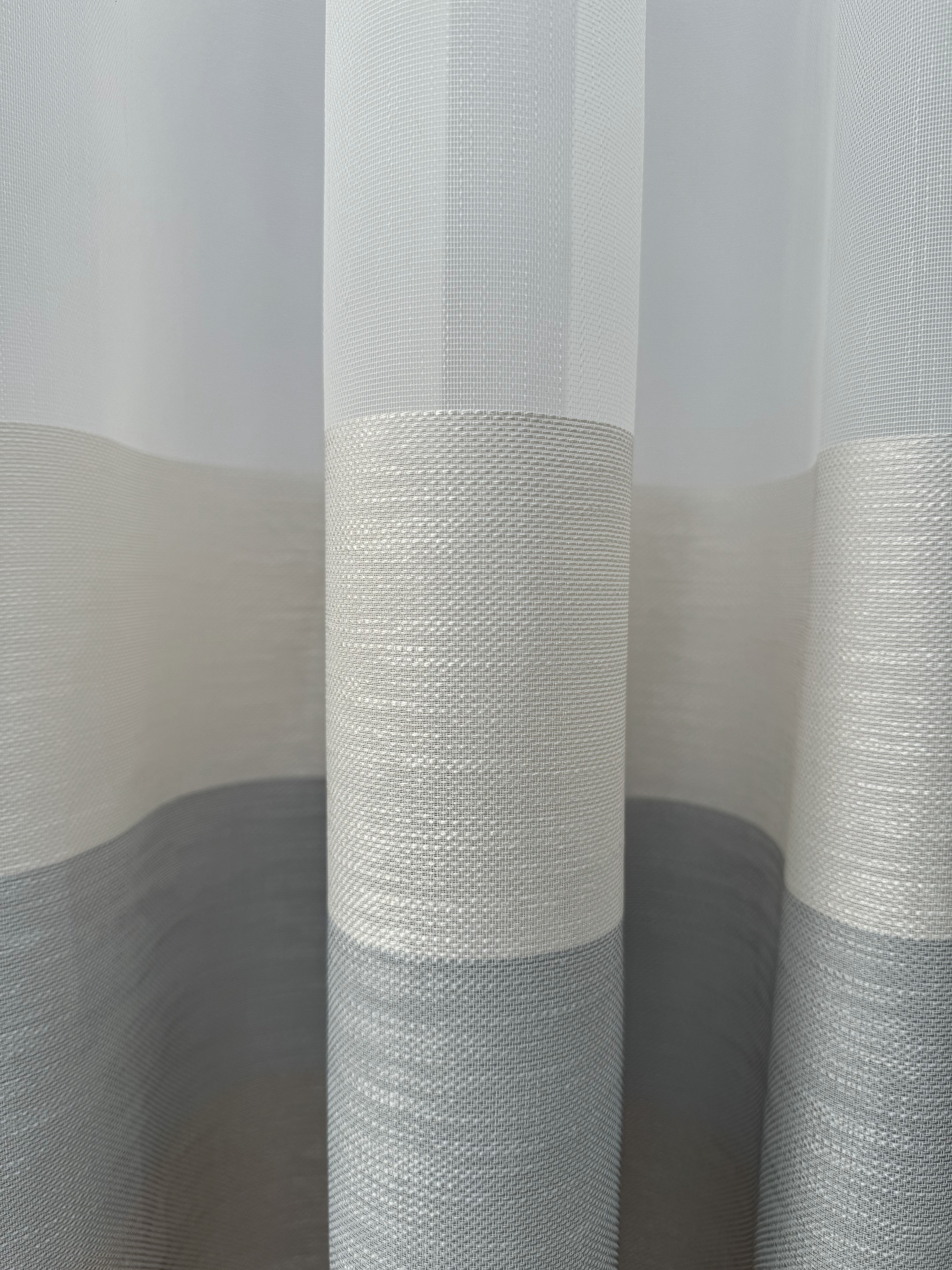 Bamboo-based sheer curtain with stripe on the bottom, brown color