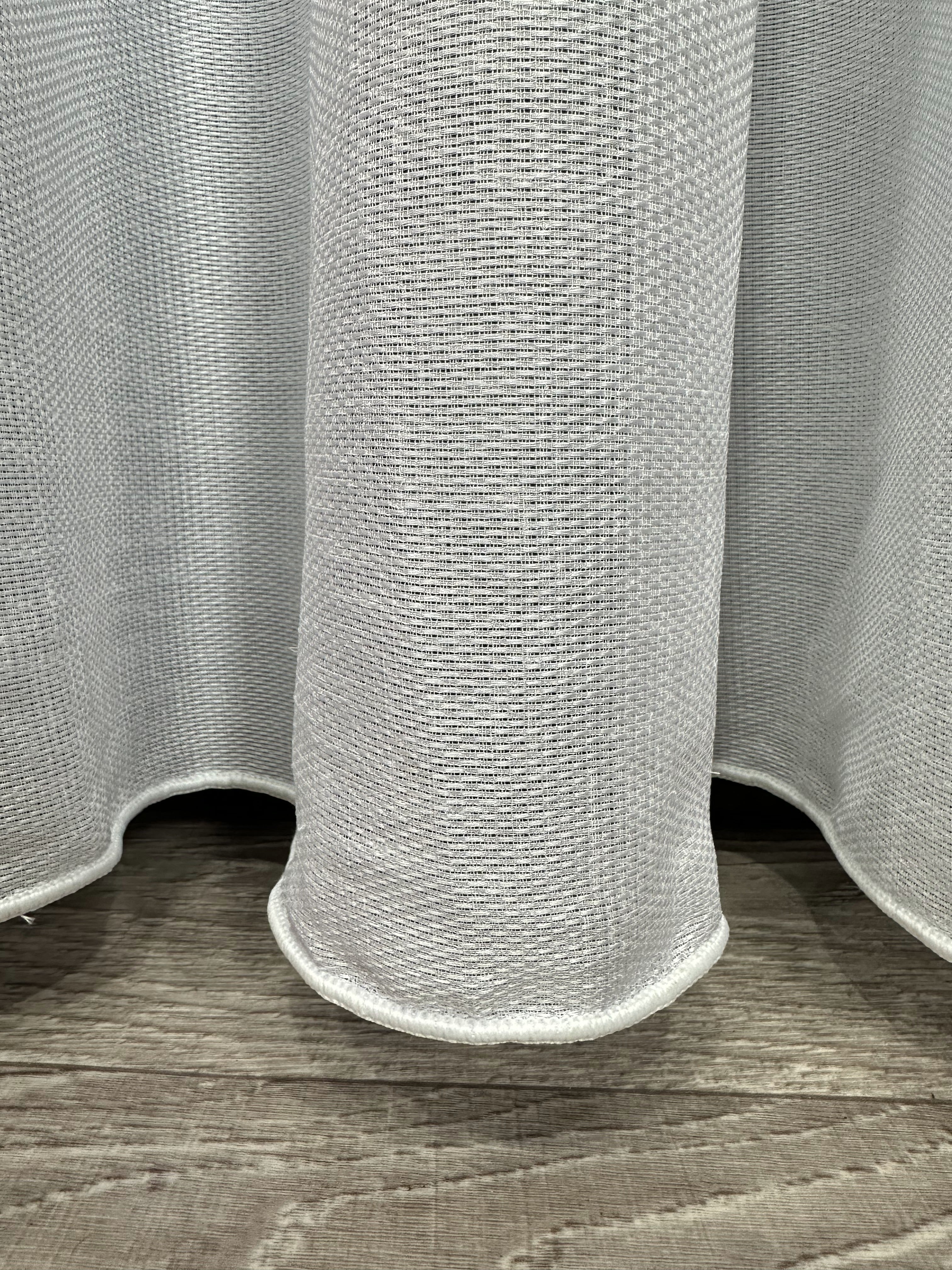 Linen sheer curtain with stripes, white color