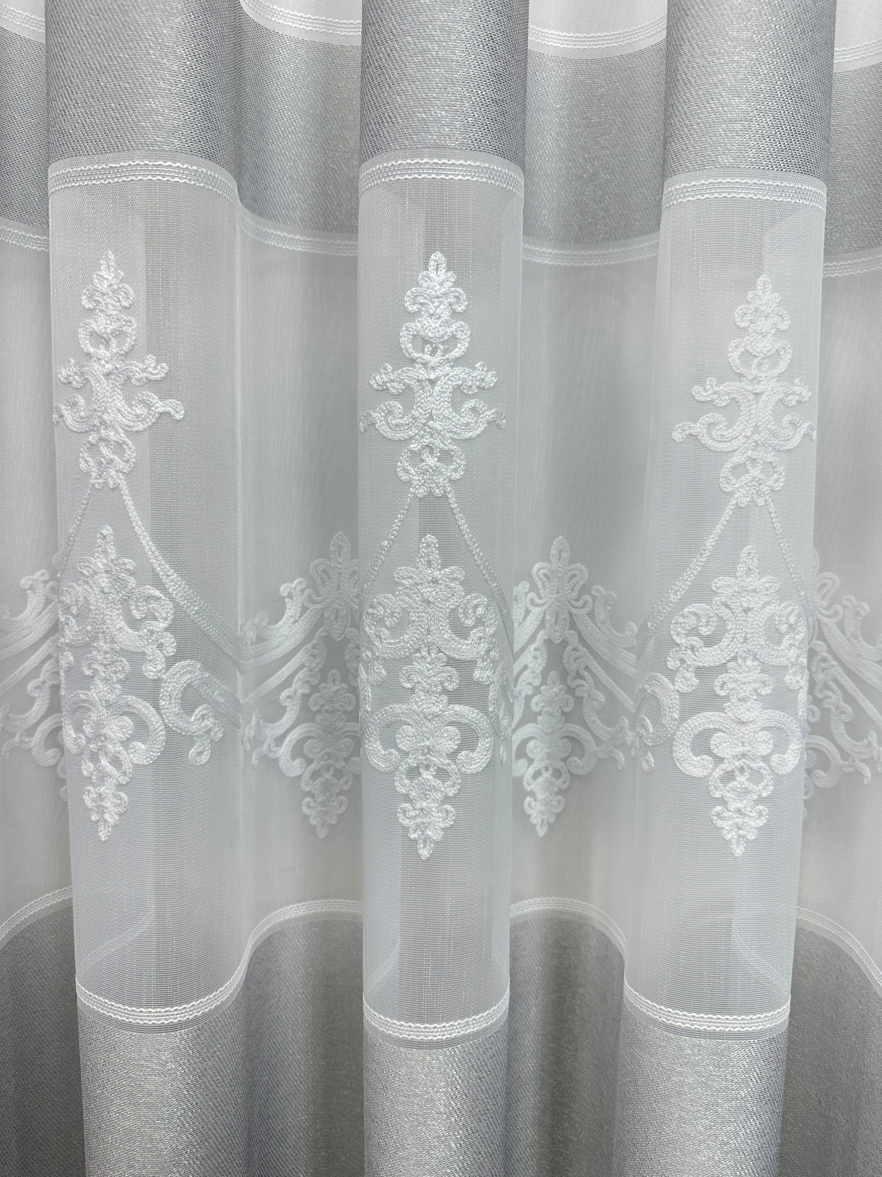 Bamboo-based sheer curtain with beautiful embroidery, gray color
