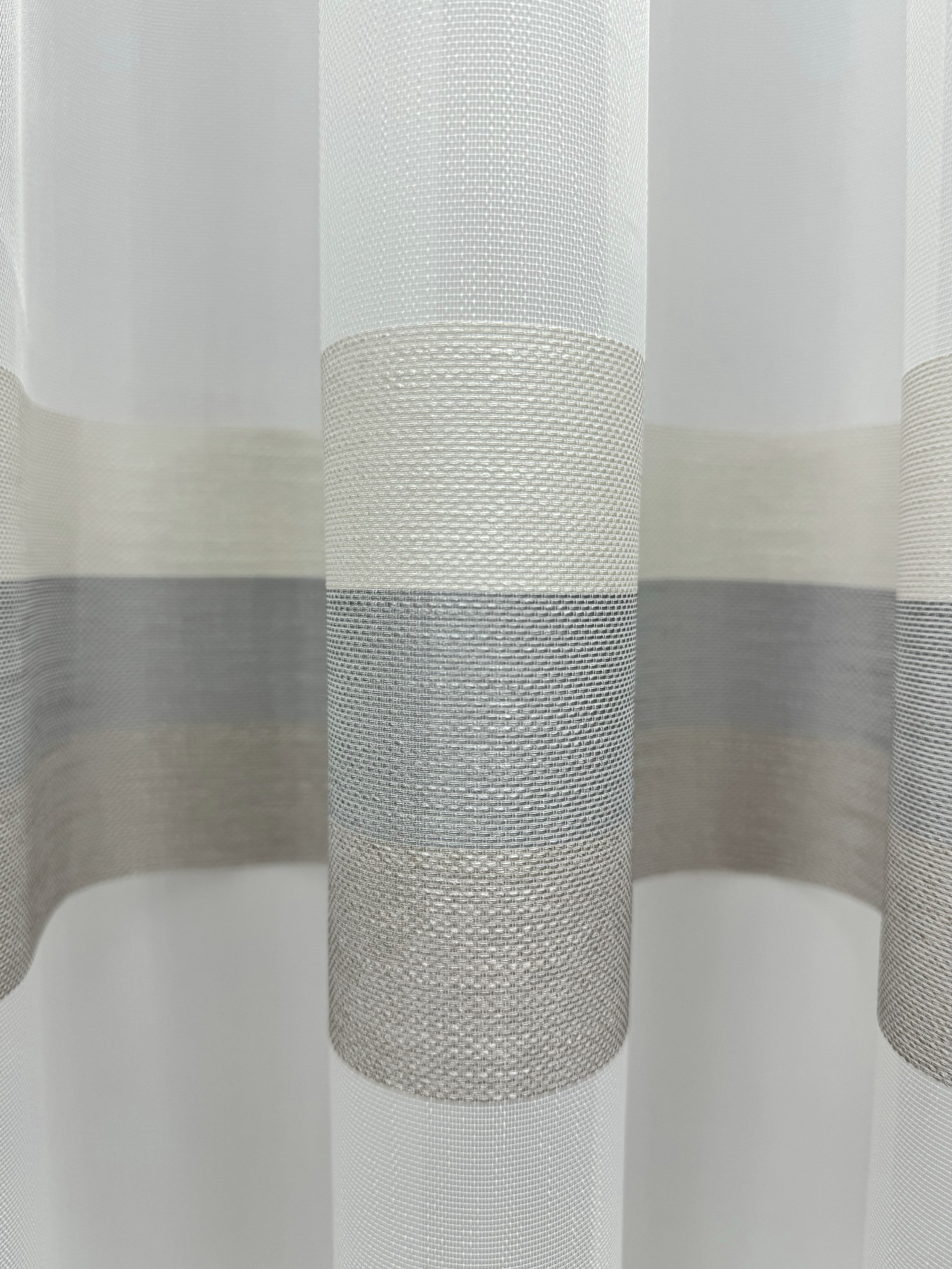 Bamboo-based sheer curtain with stripes, brown color