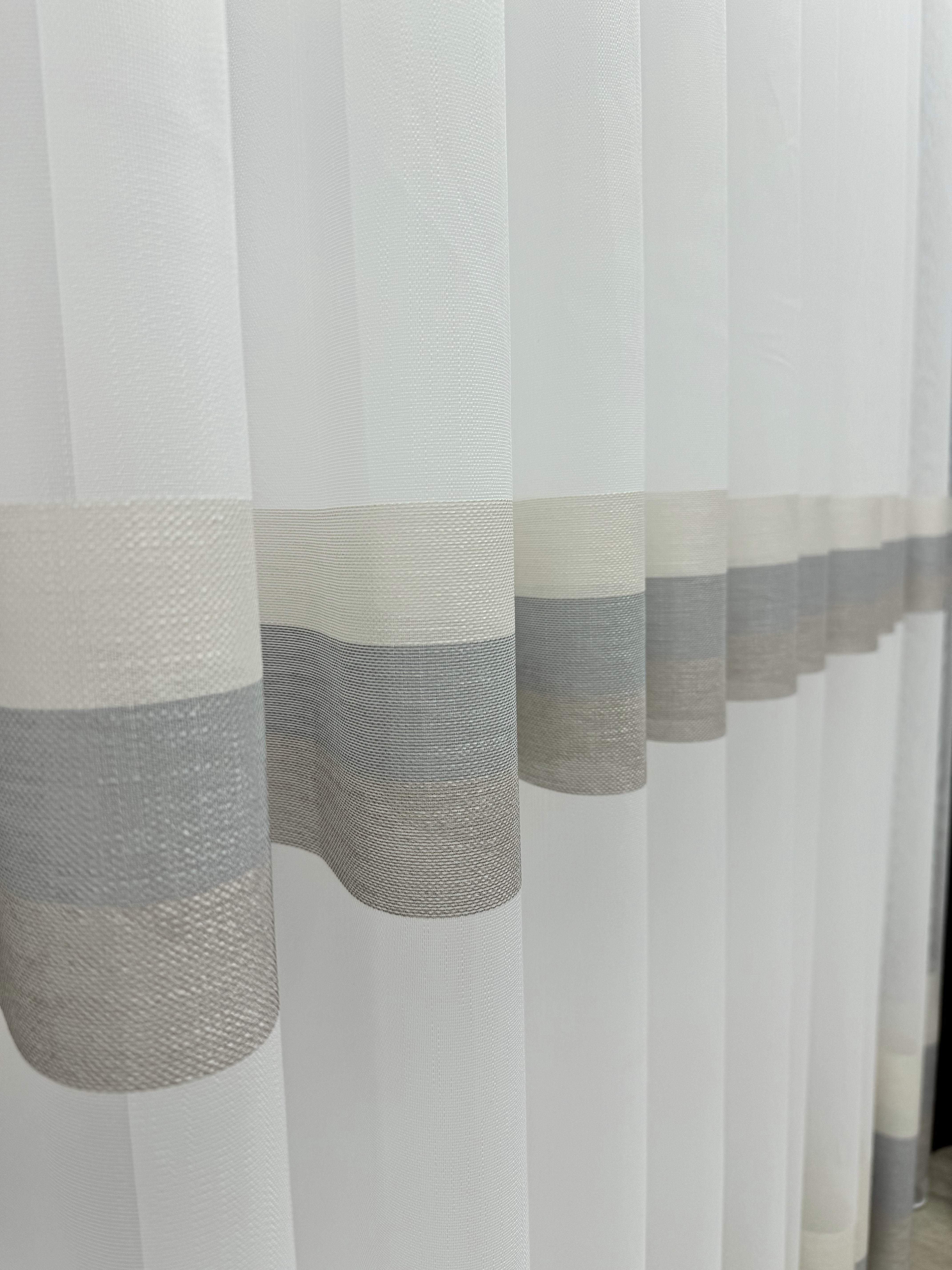 Bamboo-based sheer curtain with stripes, brown color