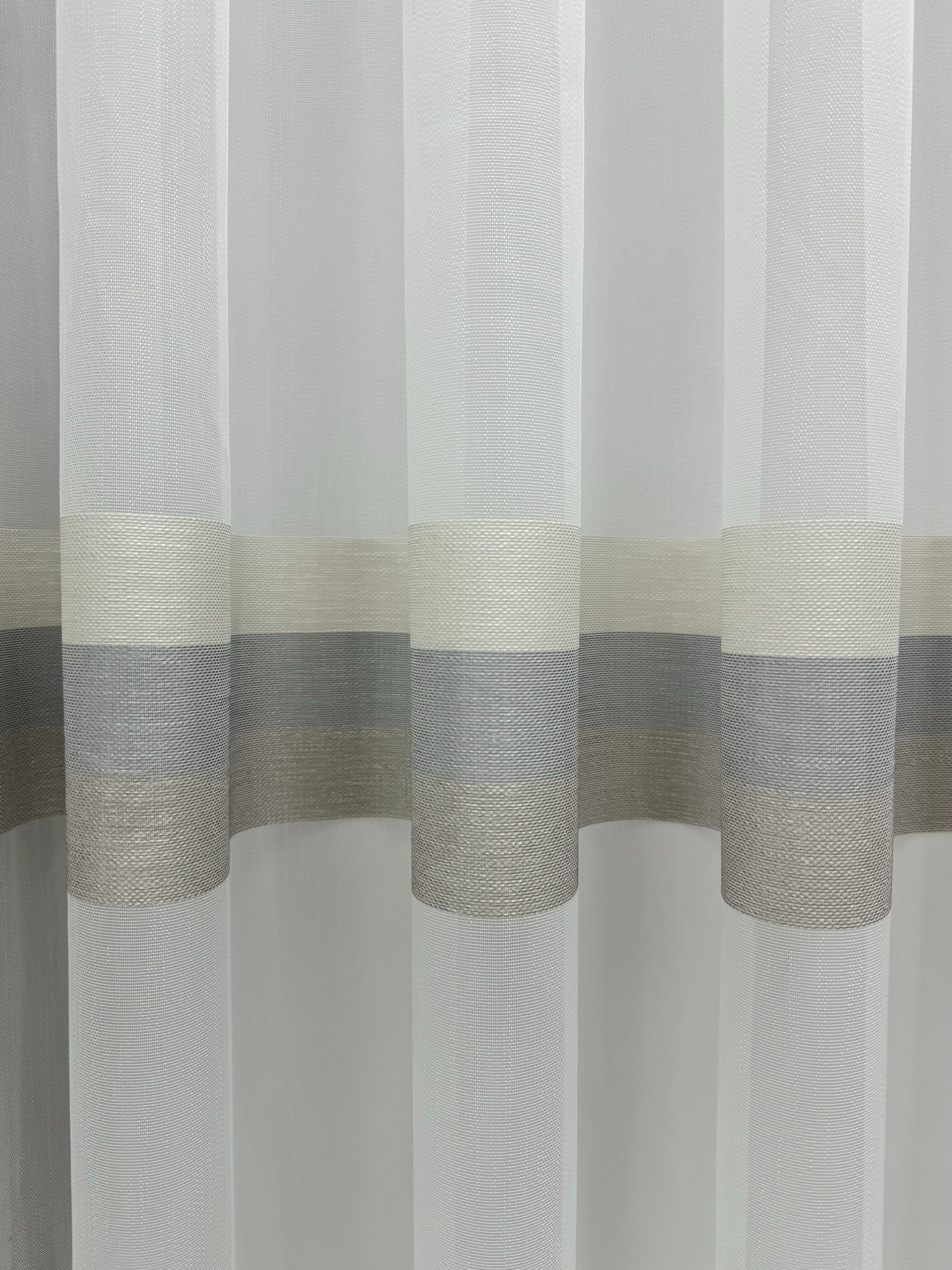 Bamboo-based sheer curtain with stripes, brown color