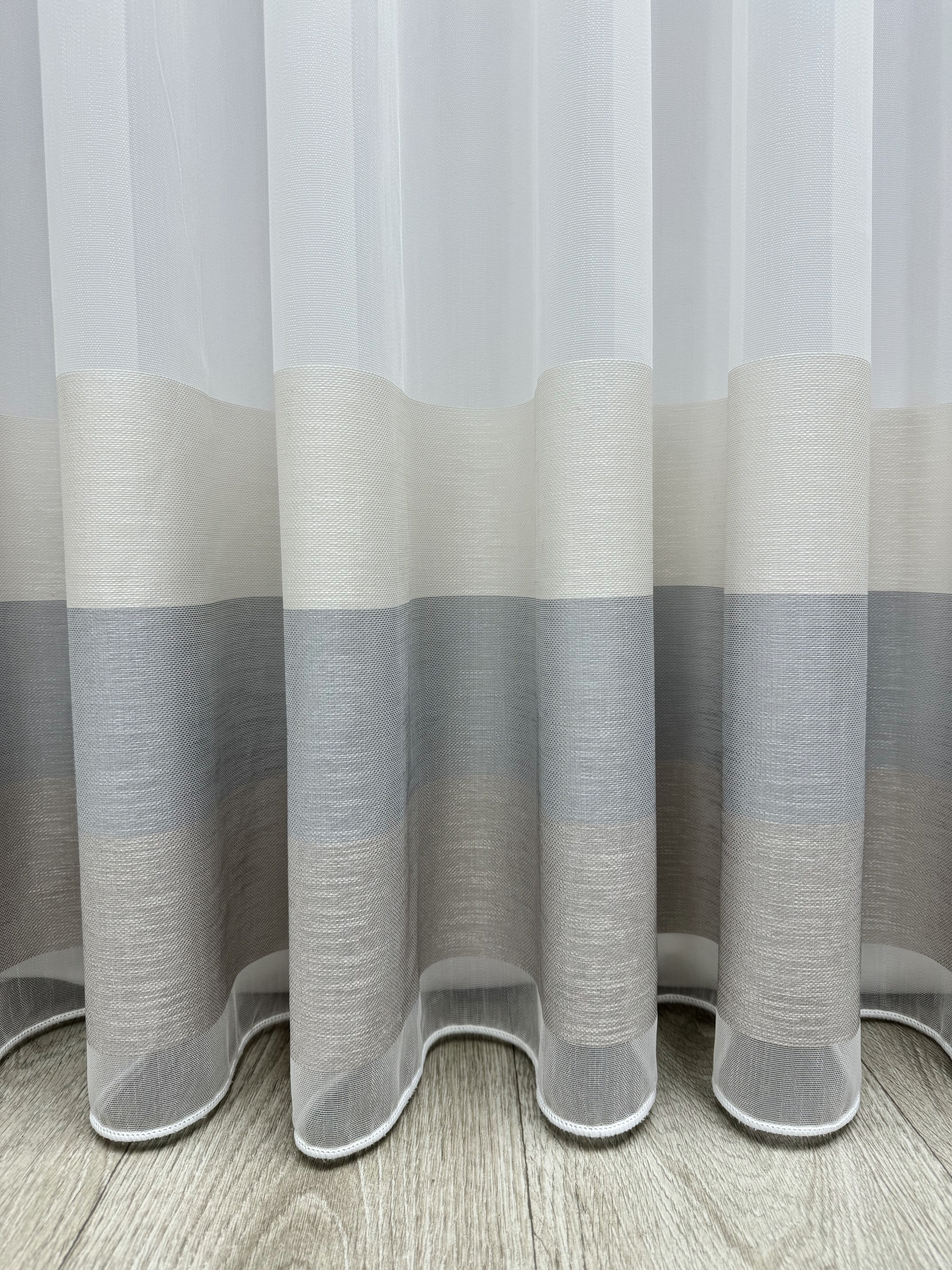 Bamboo-based sheer curtain with stripes, brown color