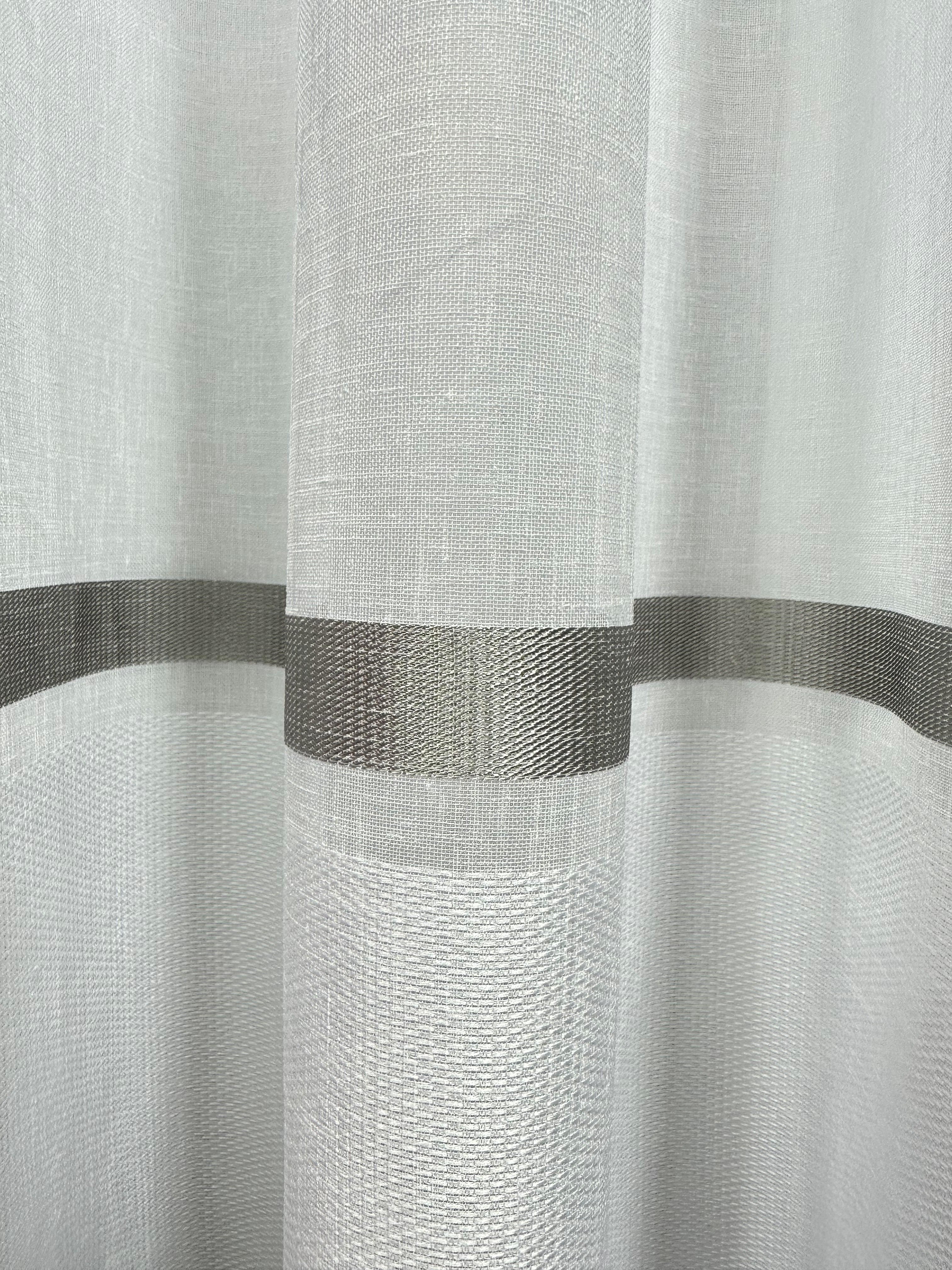 Linen sheer curtain with stripes, gray color