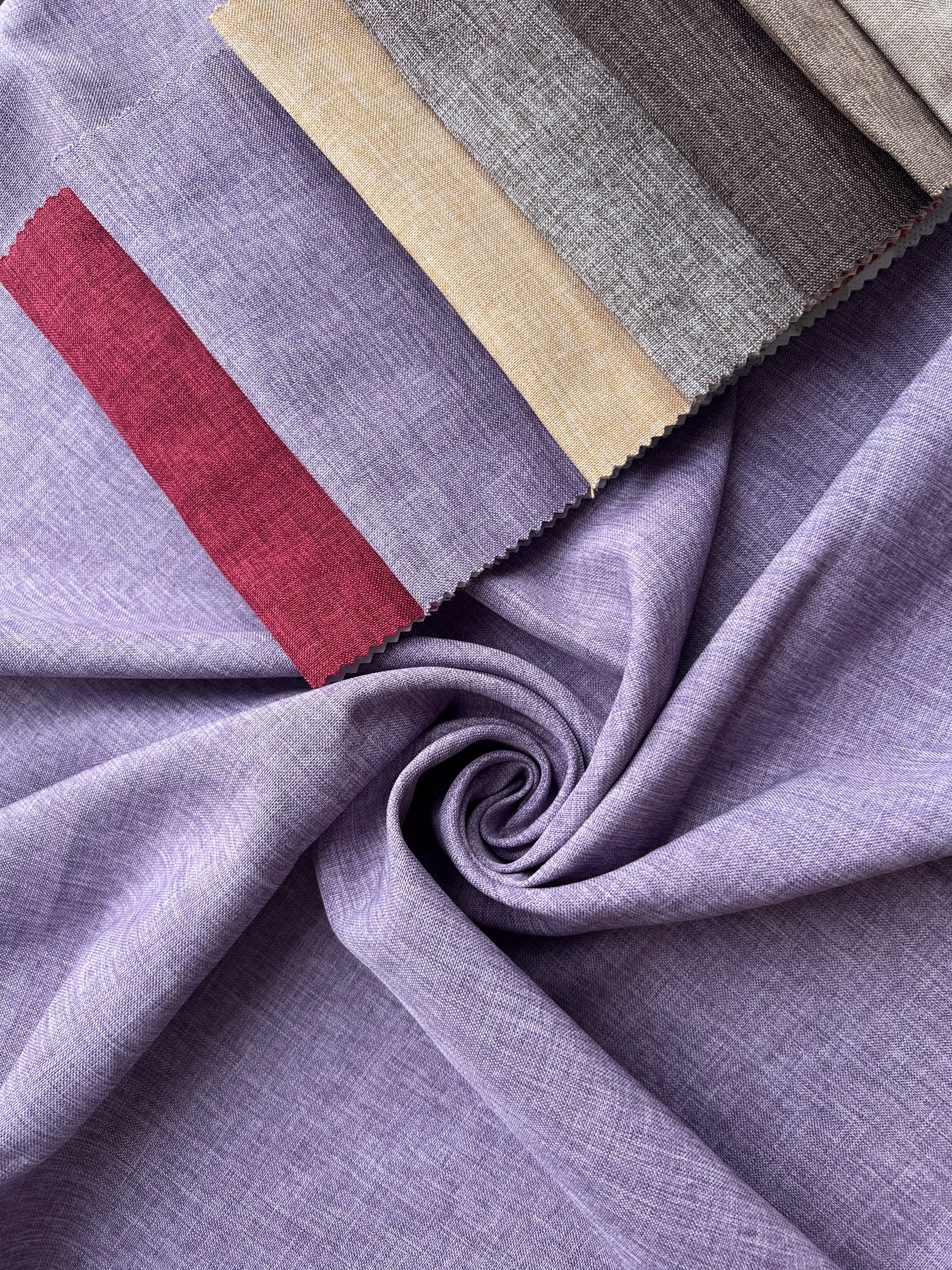 Plain linen structural curtain “Safir”, lavender color