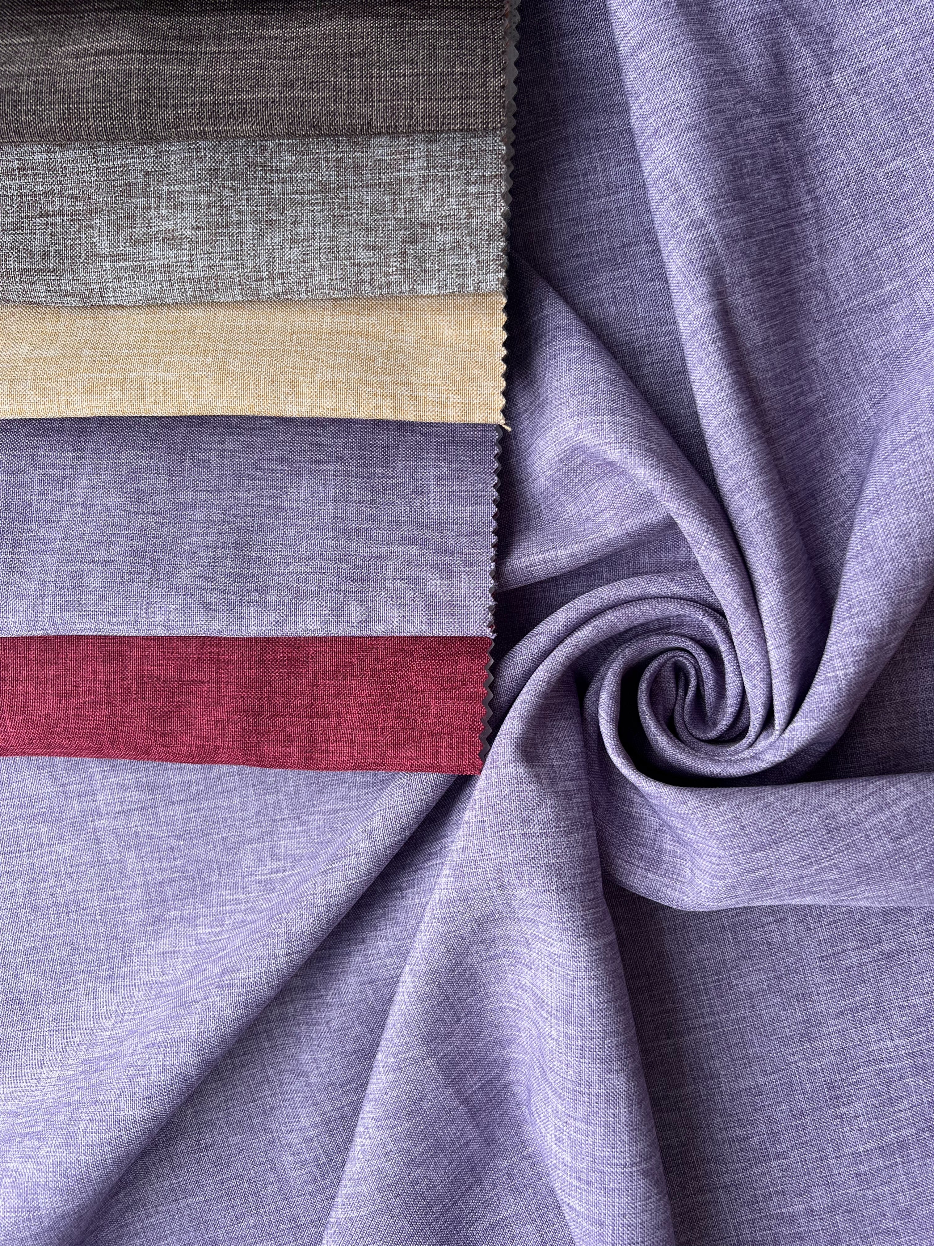 Plain linen structural curtain “Safir”, lavender color