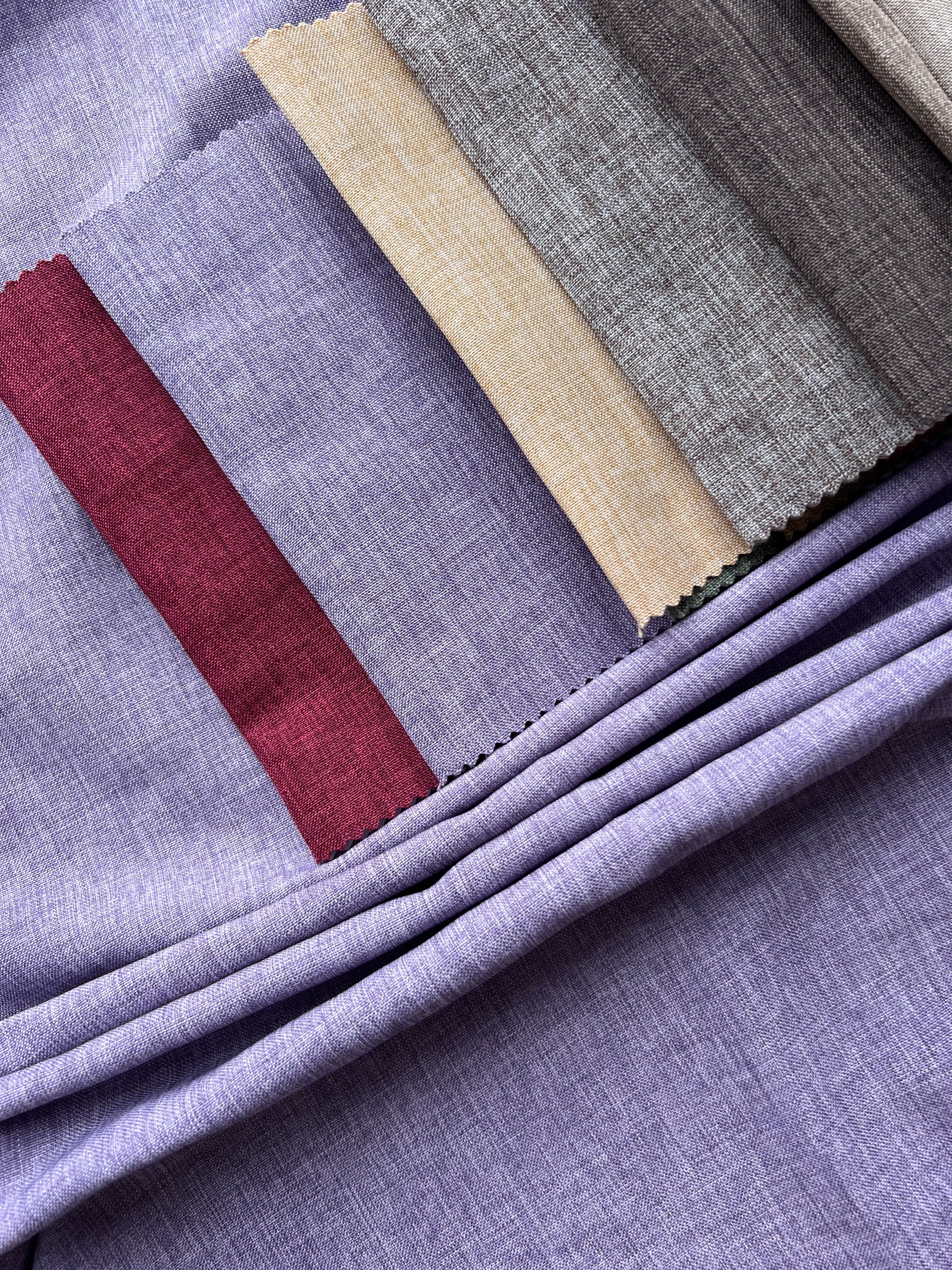 Plain linen structural curtain “Safir”, lavender color