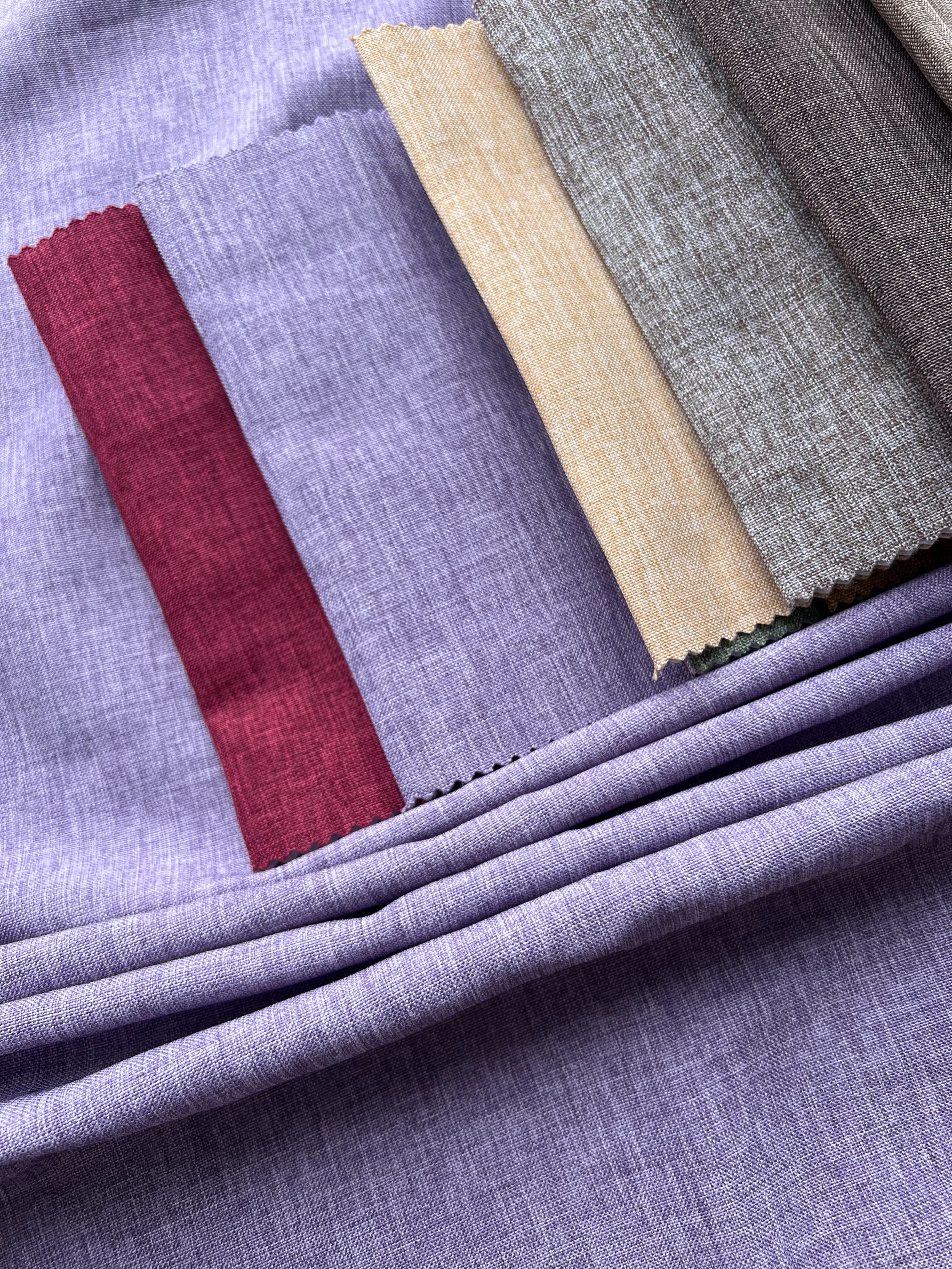 Plain linen structural curtain “Safir”, lavender color