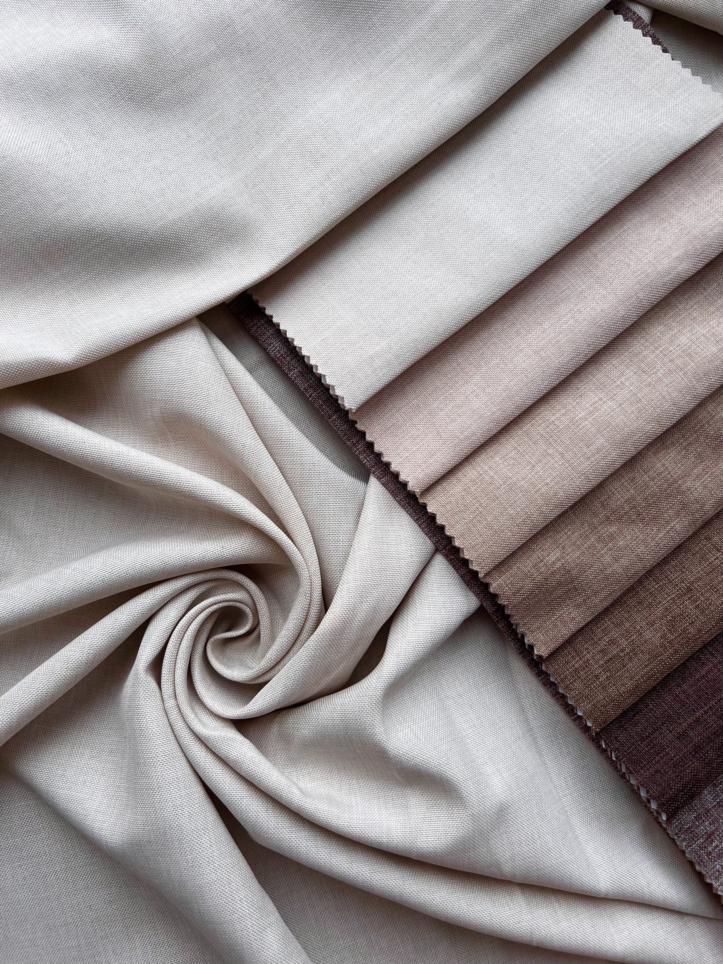 Plain linen structural curtain “Safir”, milk color