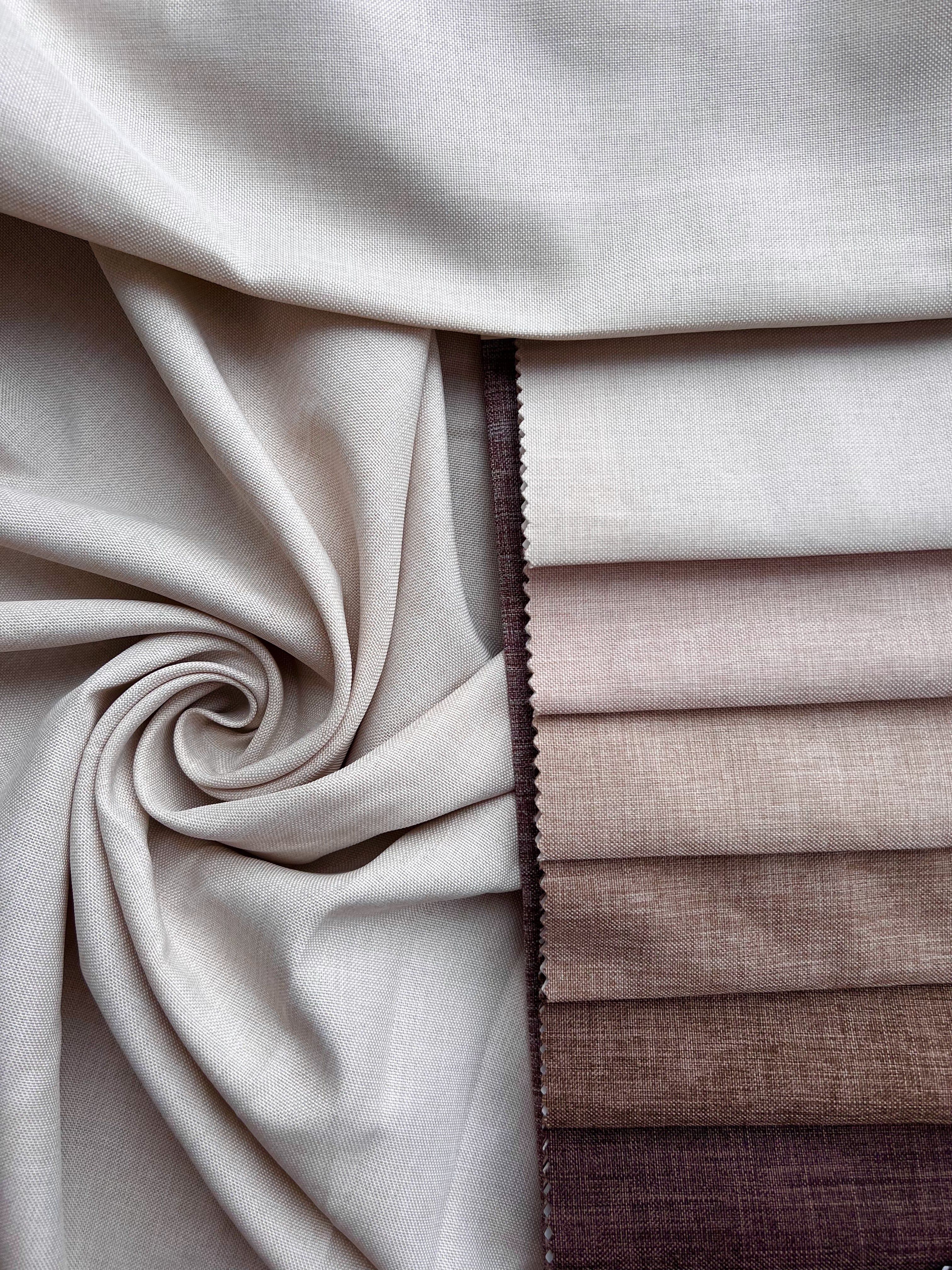 Plain linen structural curtain “Safir”, milk color