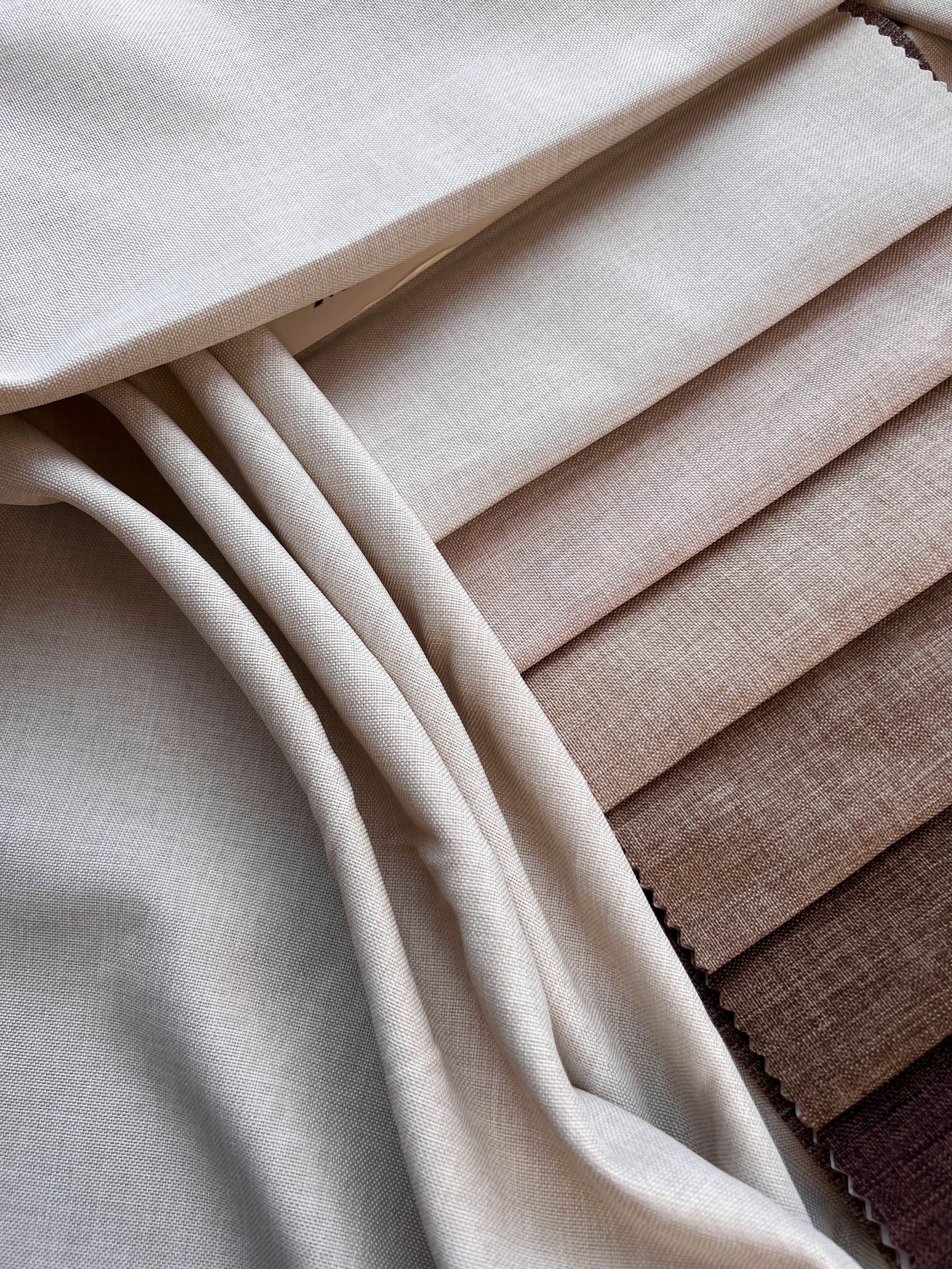 Plain linen structural curtain “Safir”, milk color