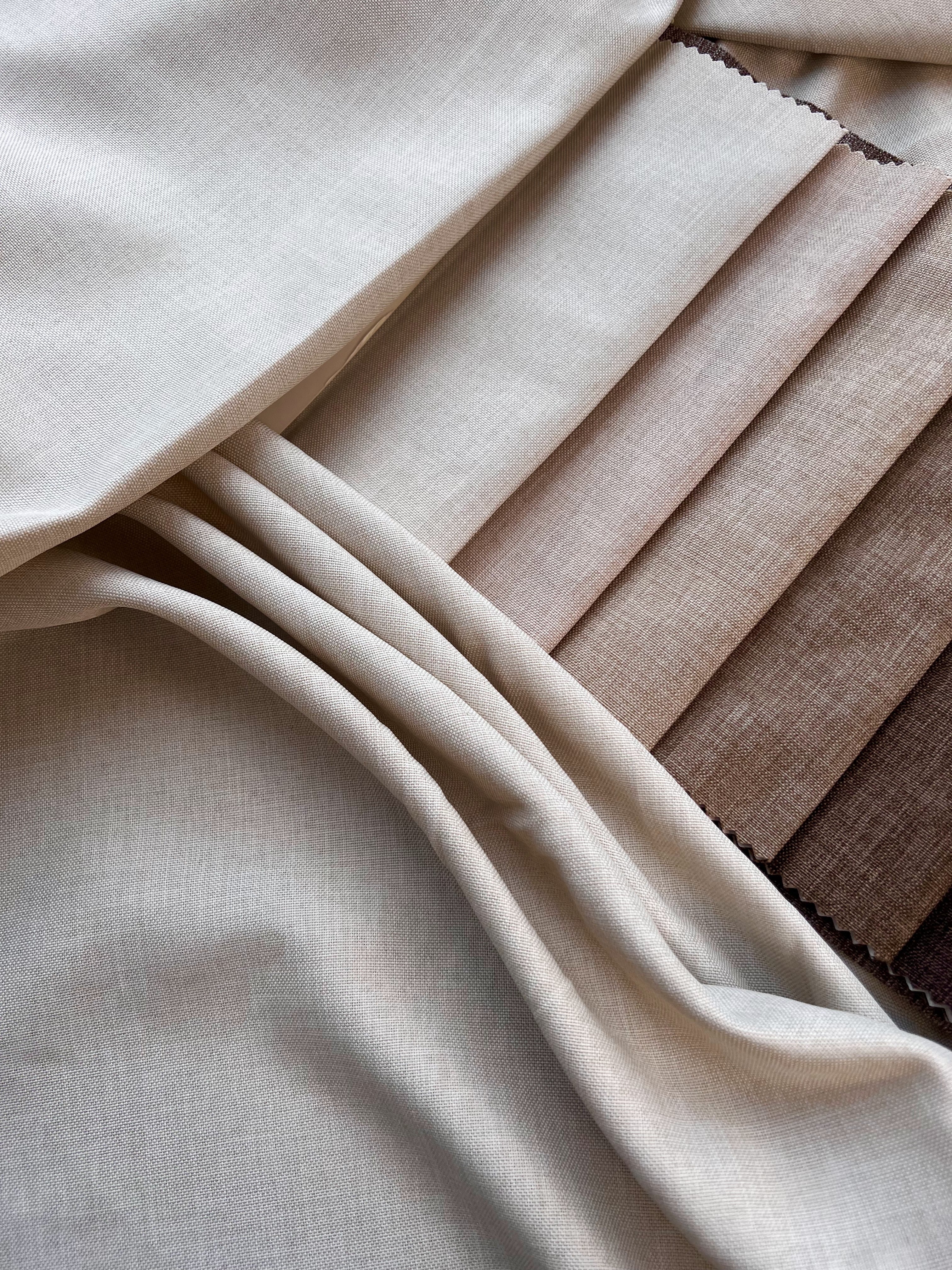 Plain linen structural curtain “Safir”, milk color