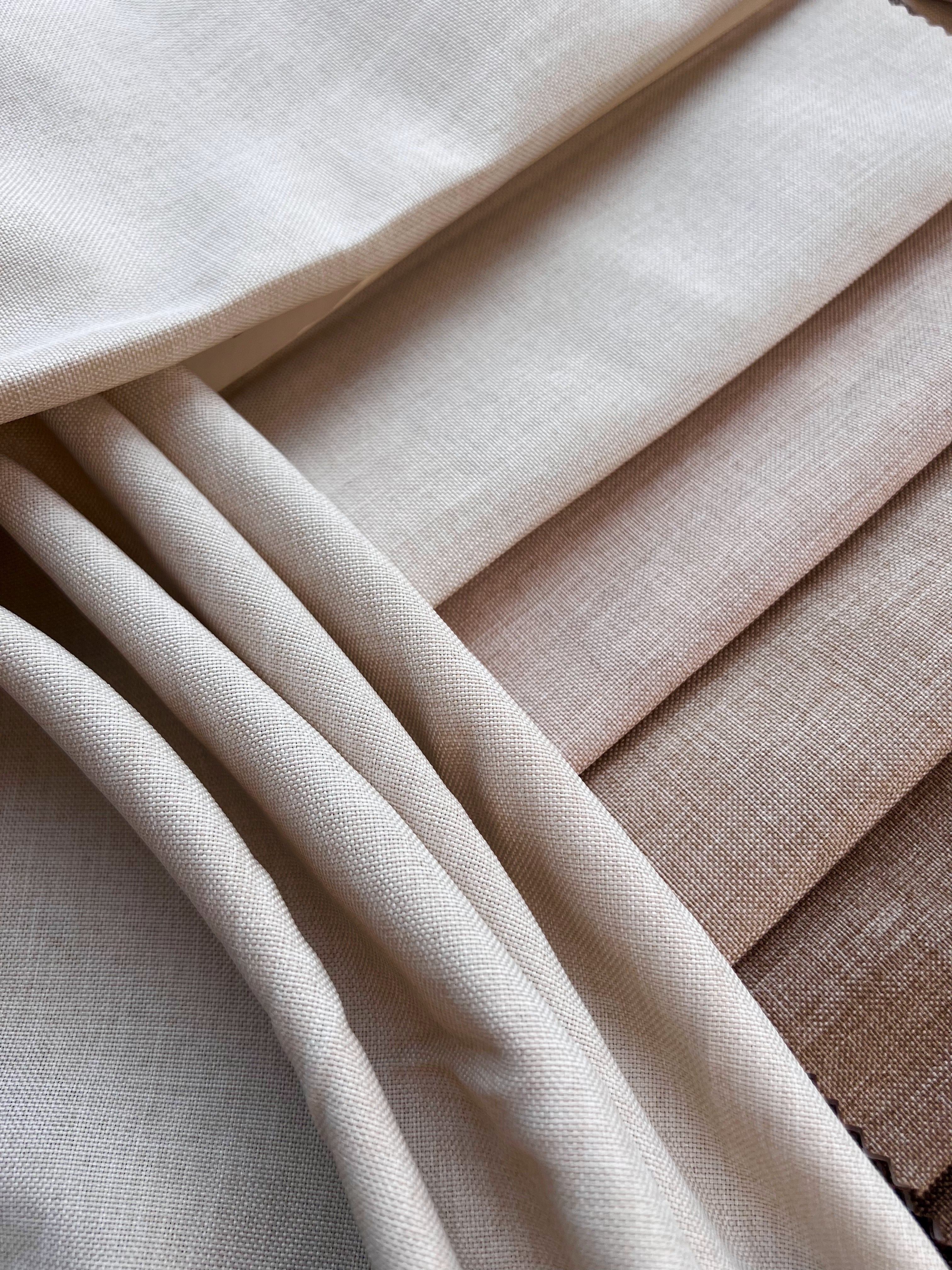 Plain linen structural curtain “Safir”, milk color