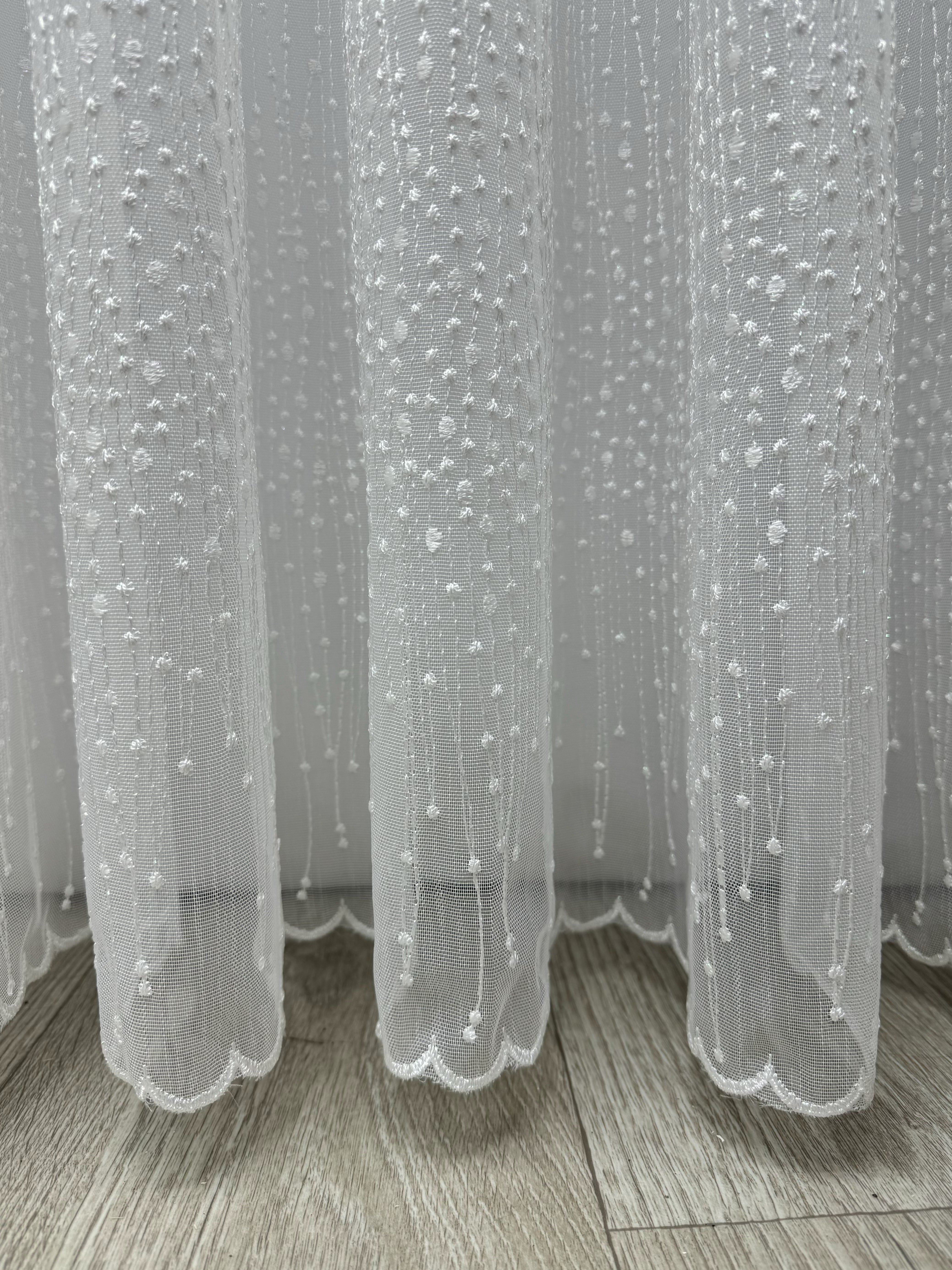 Bamboo-based sheer curtain with embroidery on the bottom, milk color