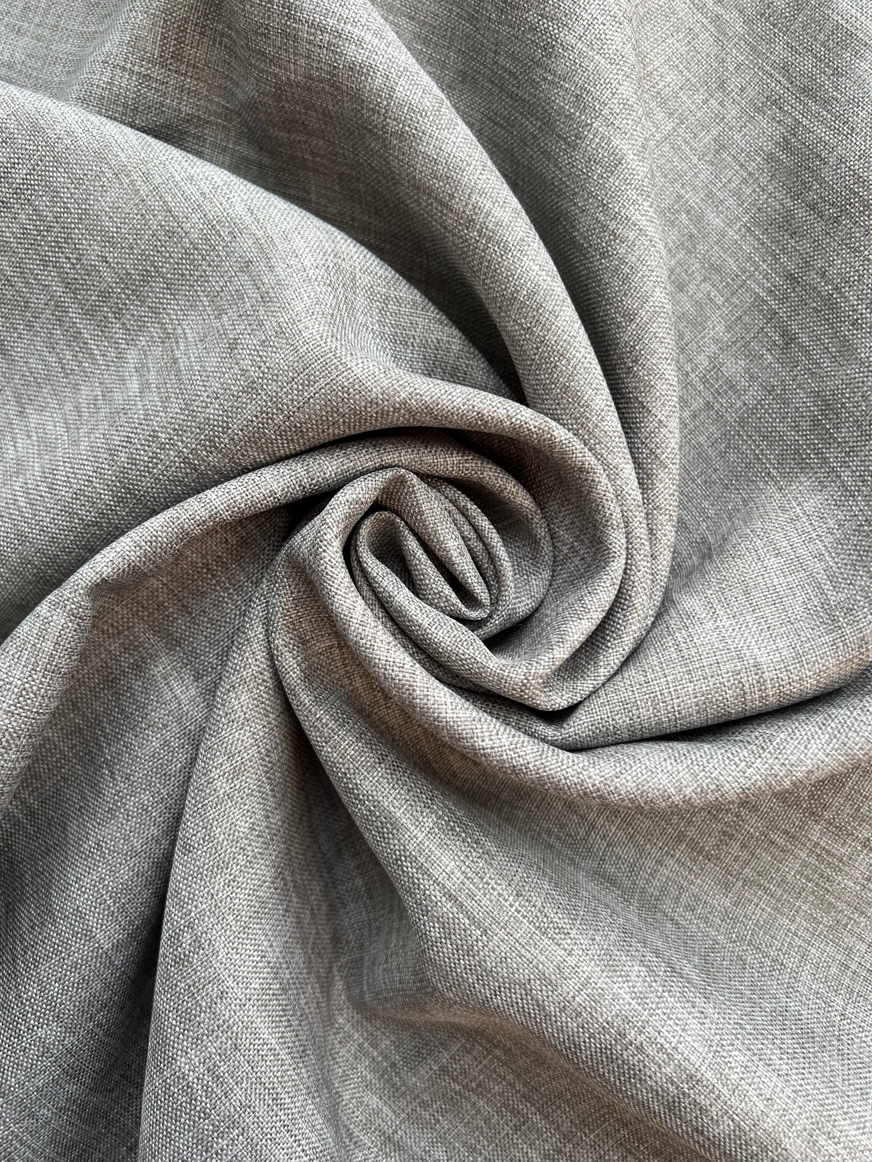 Plain linen structural curtain “Safir”, gray color