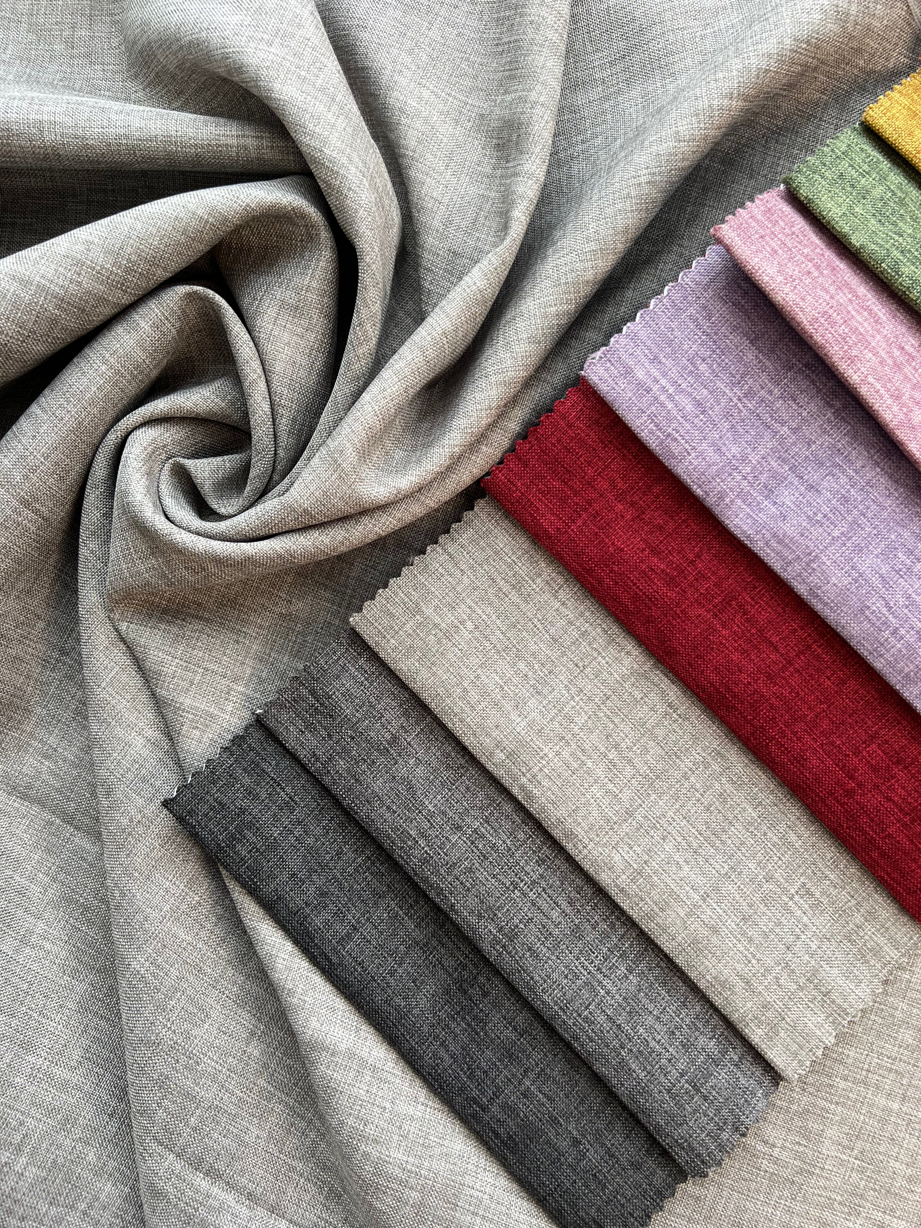 Plain linen structural curtain “Safir”, gray color