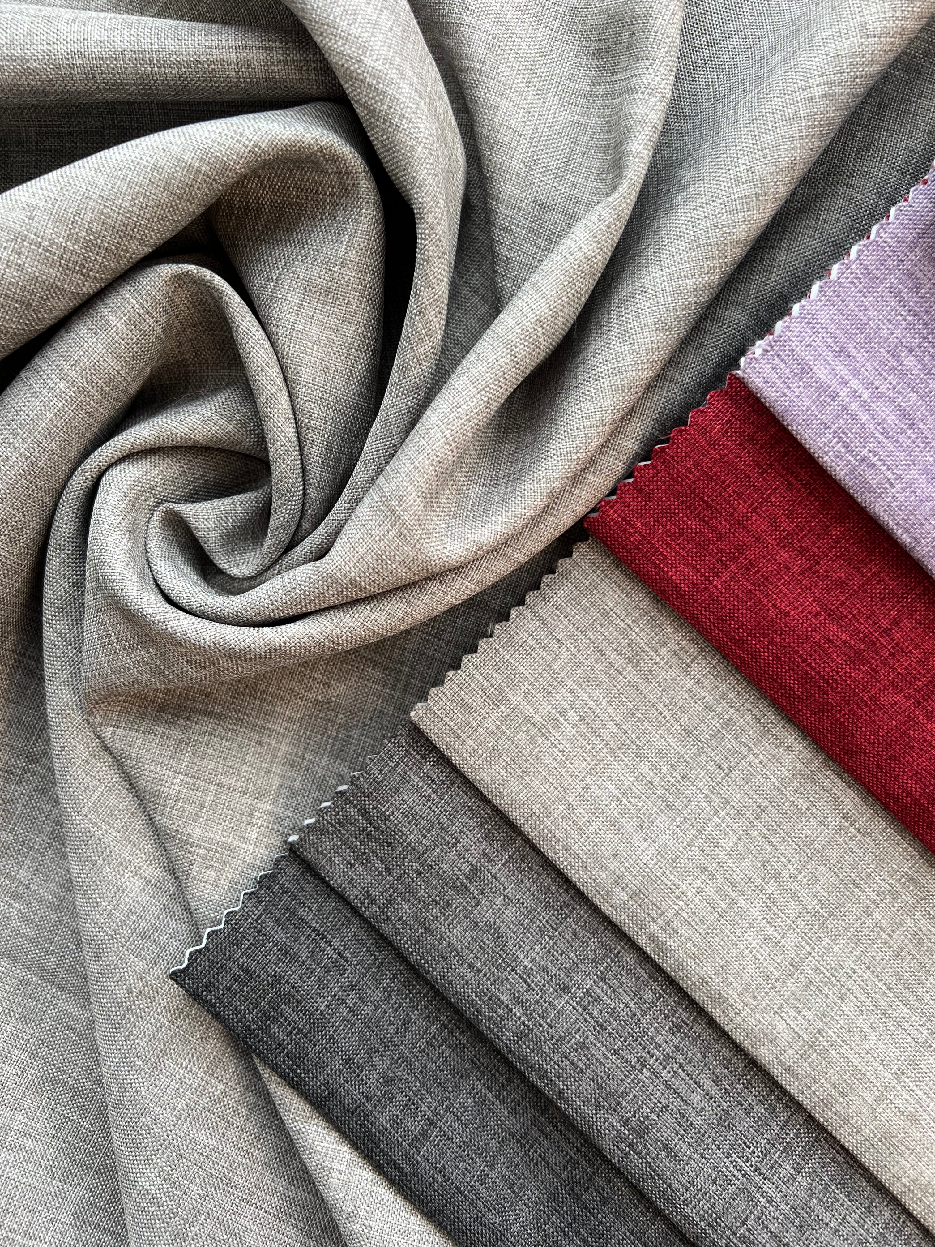 Plain linen structural curtain “Safir”, gray color