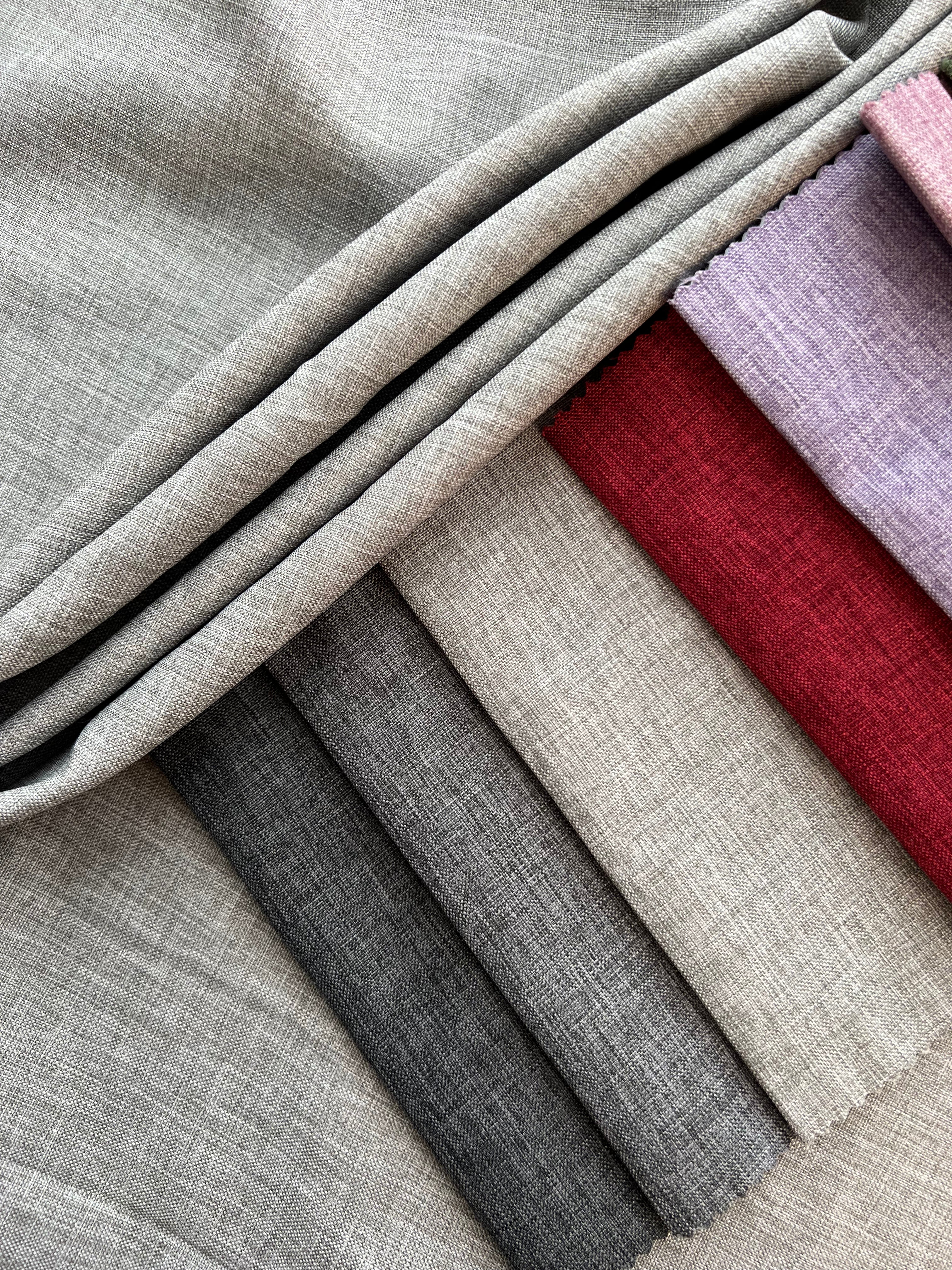 Plain linen structural curtain “Safir”, gray color