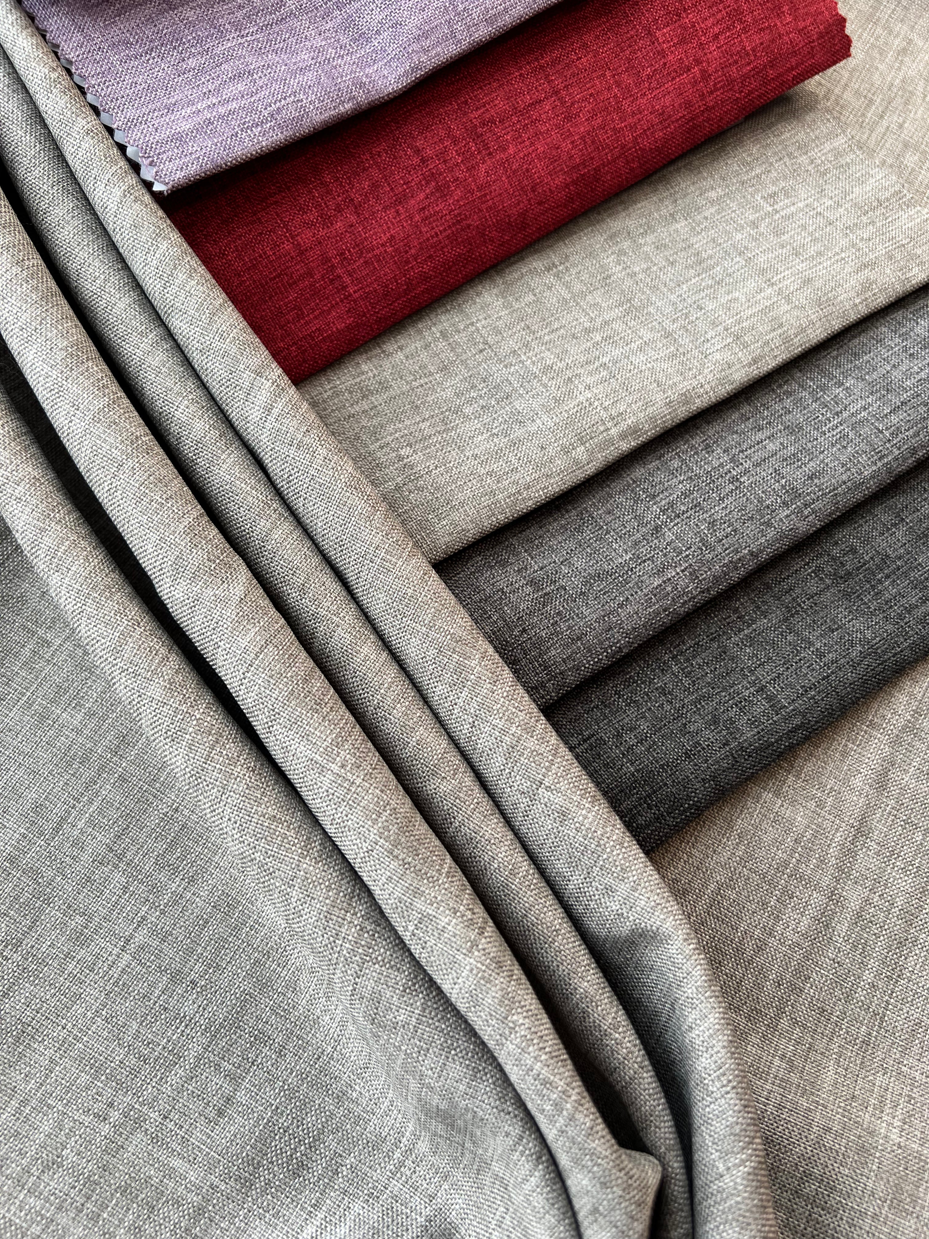 Plain linen structural curtain “Safir”, gray color