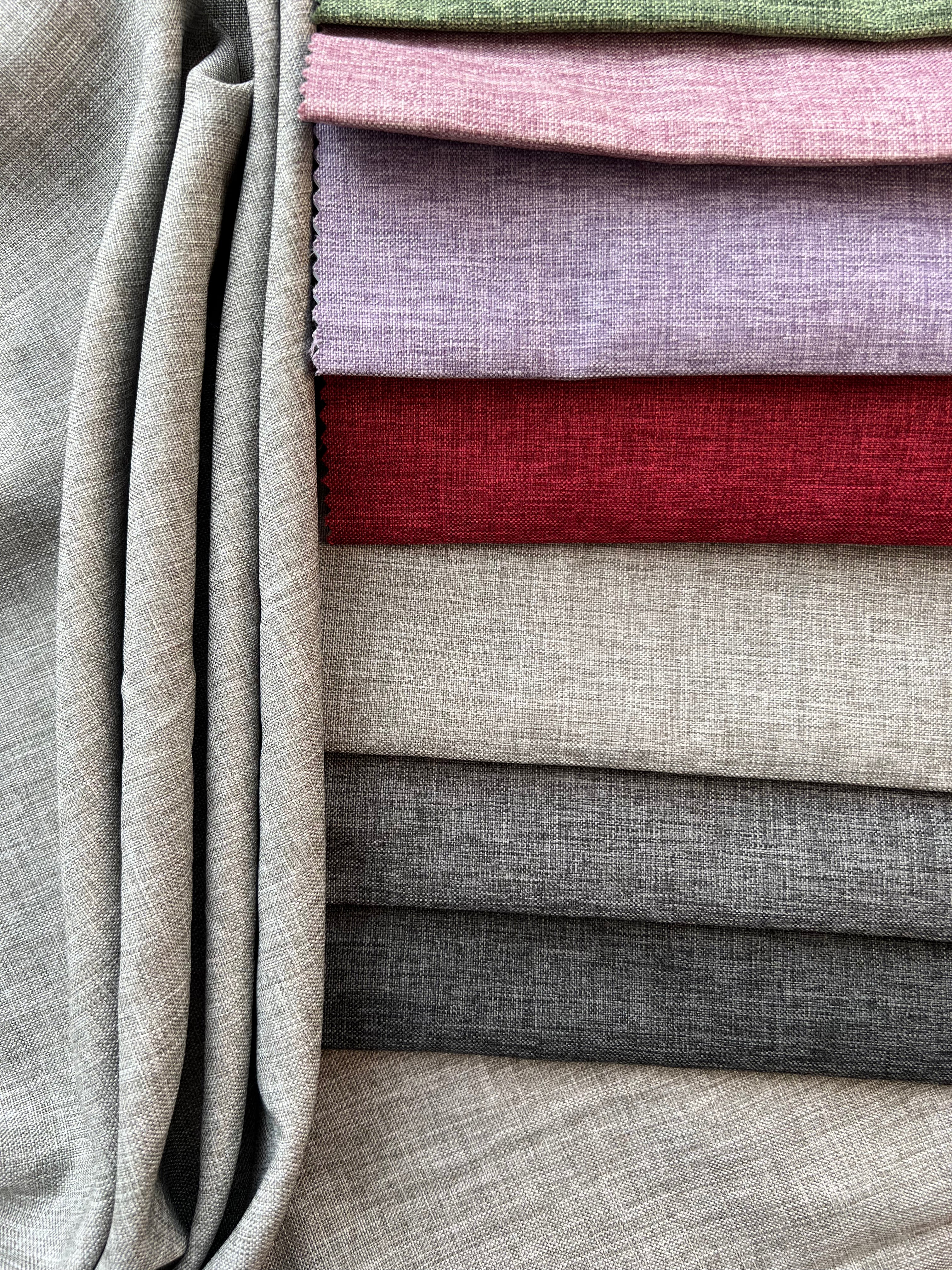 Plain linen structural curtain “Safir”, gray color