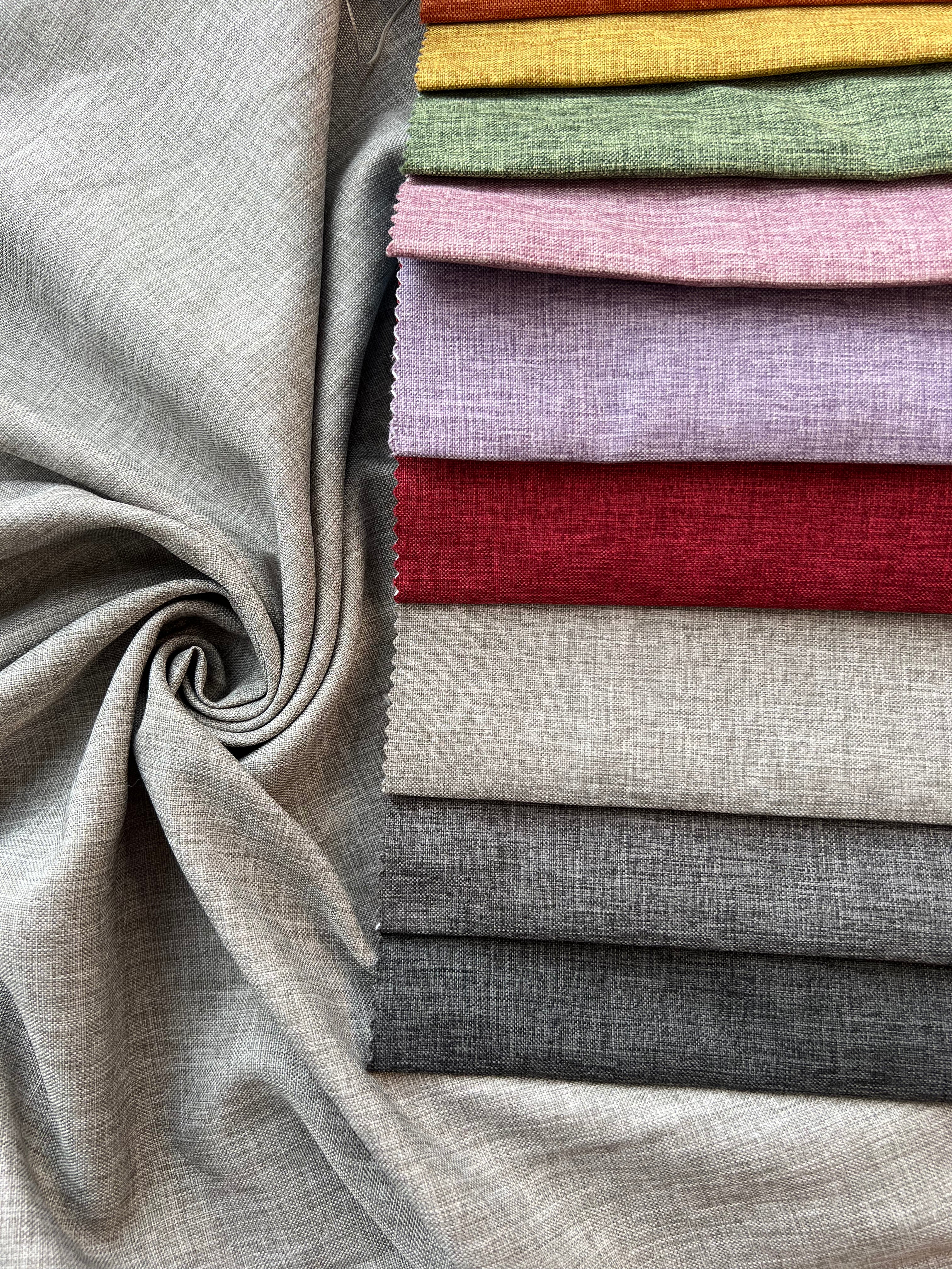 Plain linen structural curtain “Safir”, gray color