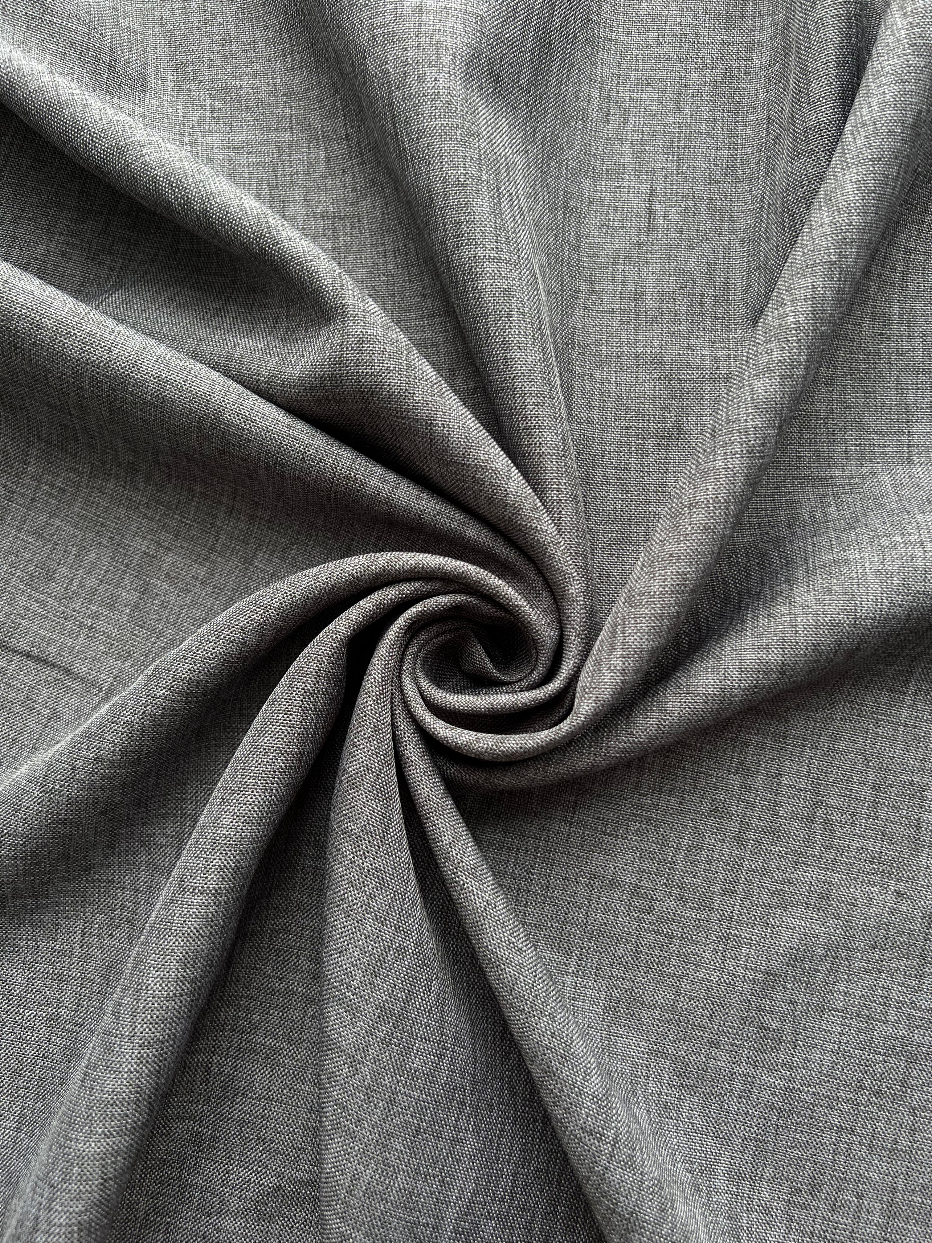 Plain linen structural curtain “Safir”, dark gray color