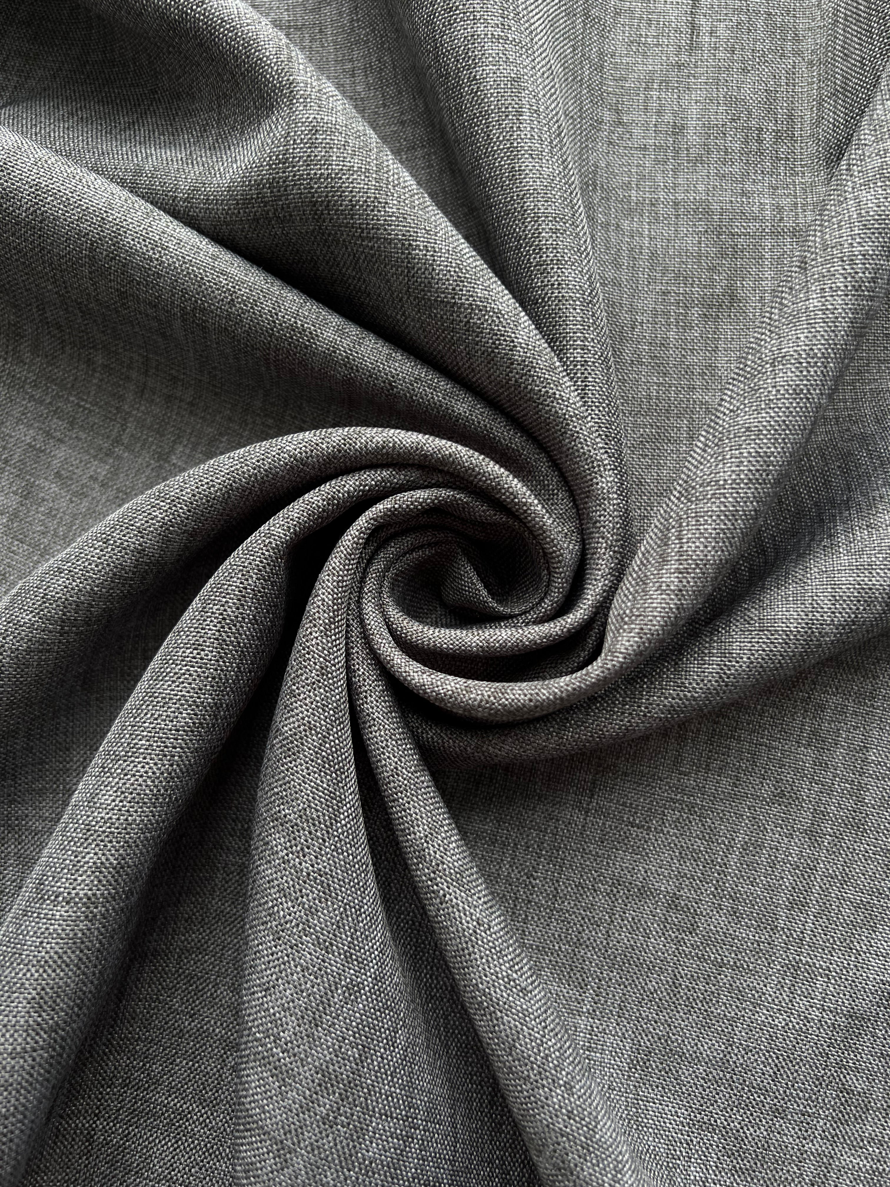 Plain linen structural curtain “Safir”, dark gray color