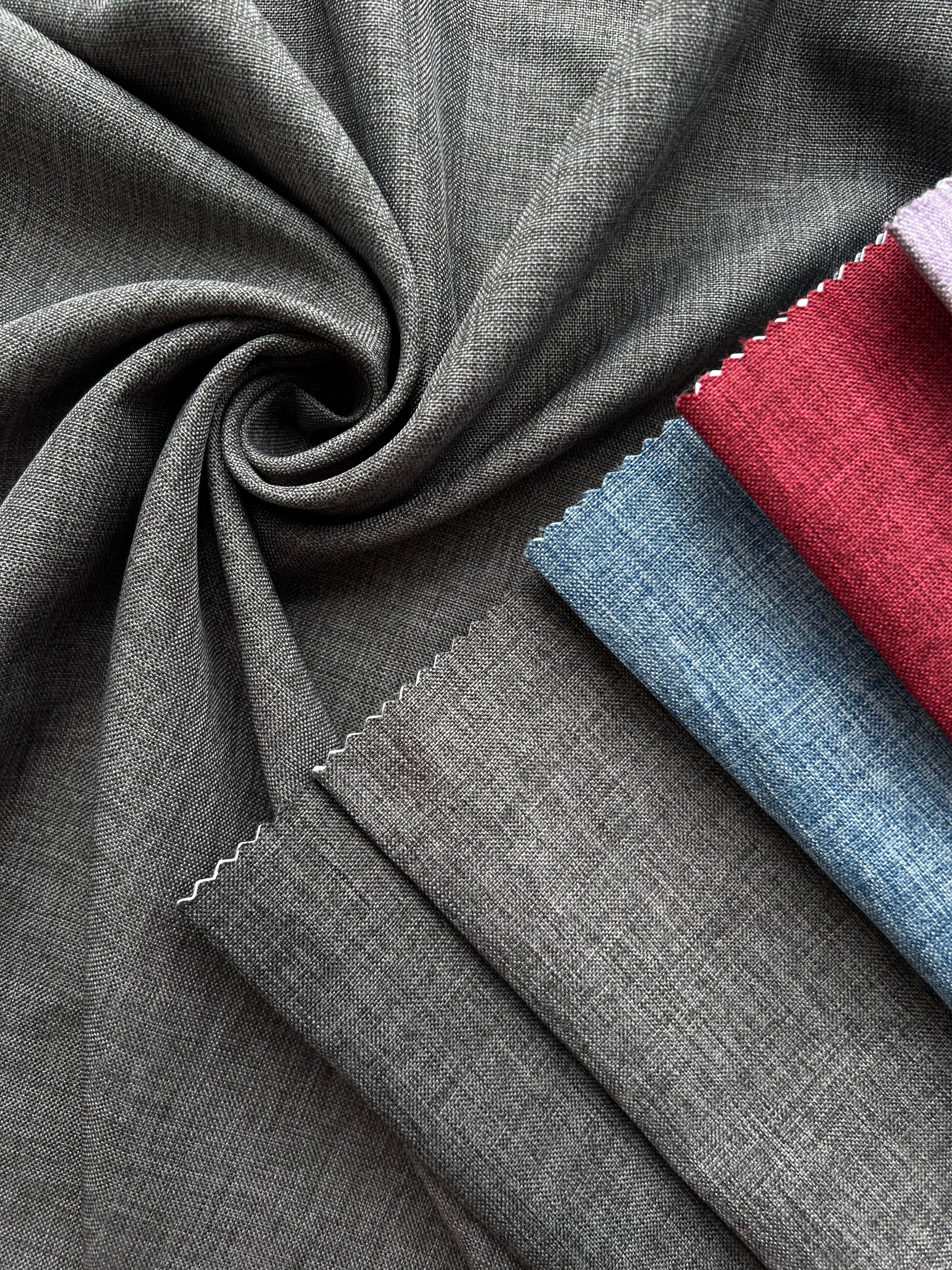 Plain linen structural curtain “Safir”, dark gray color