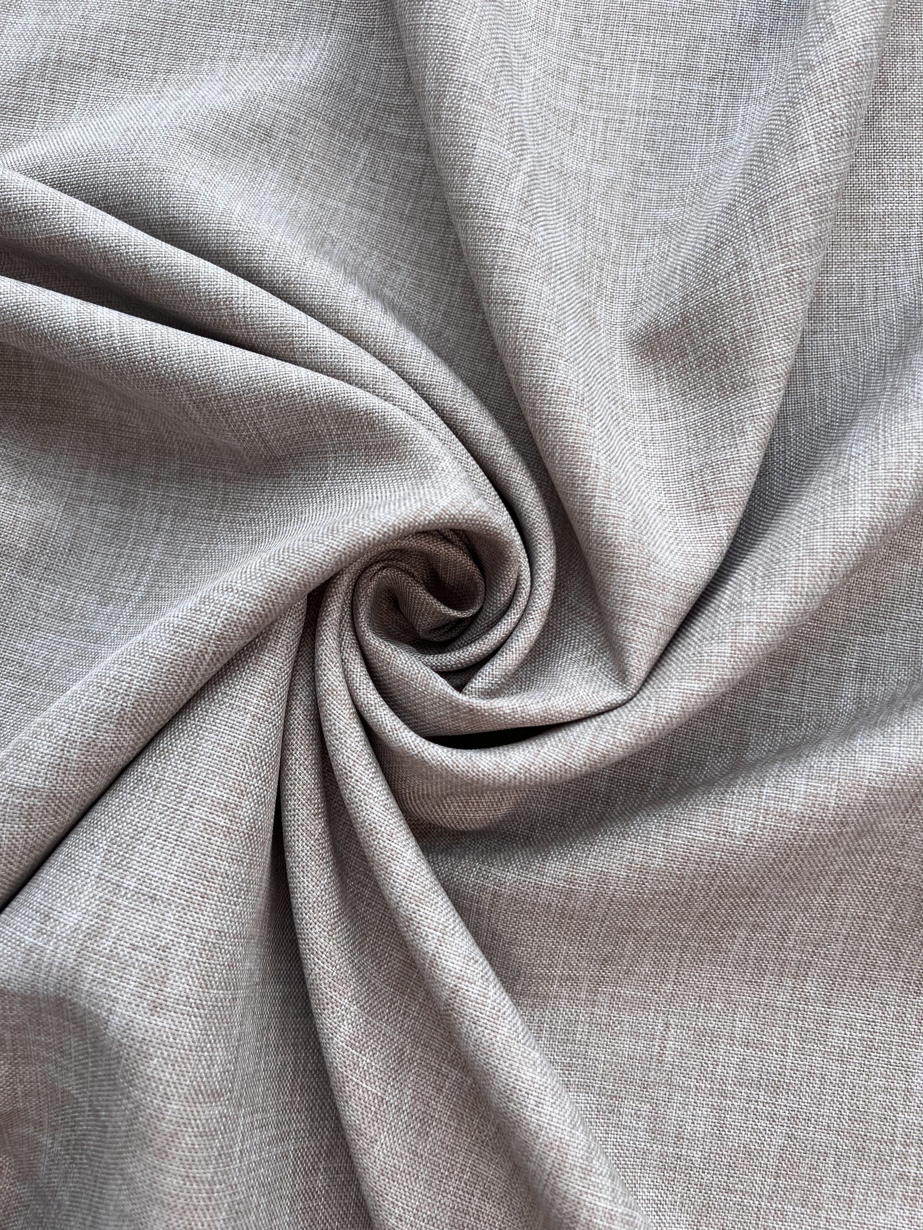 Plain linen structural curtain “Safir”, gray-beige color