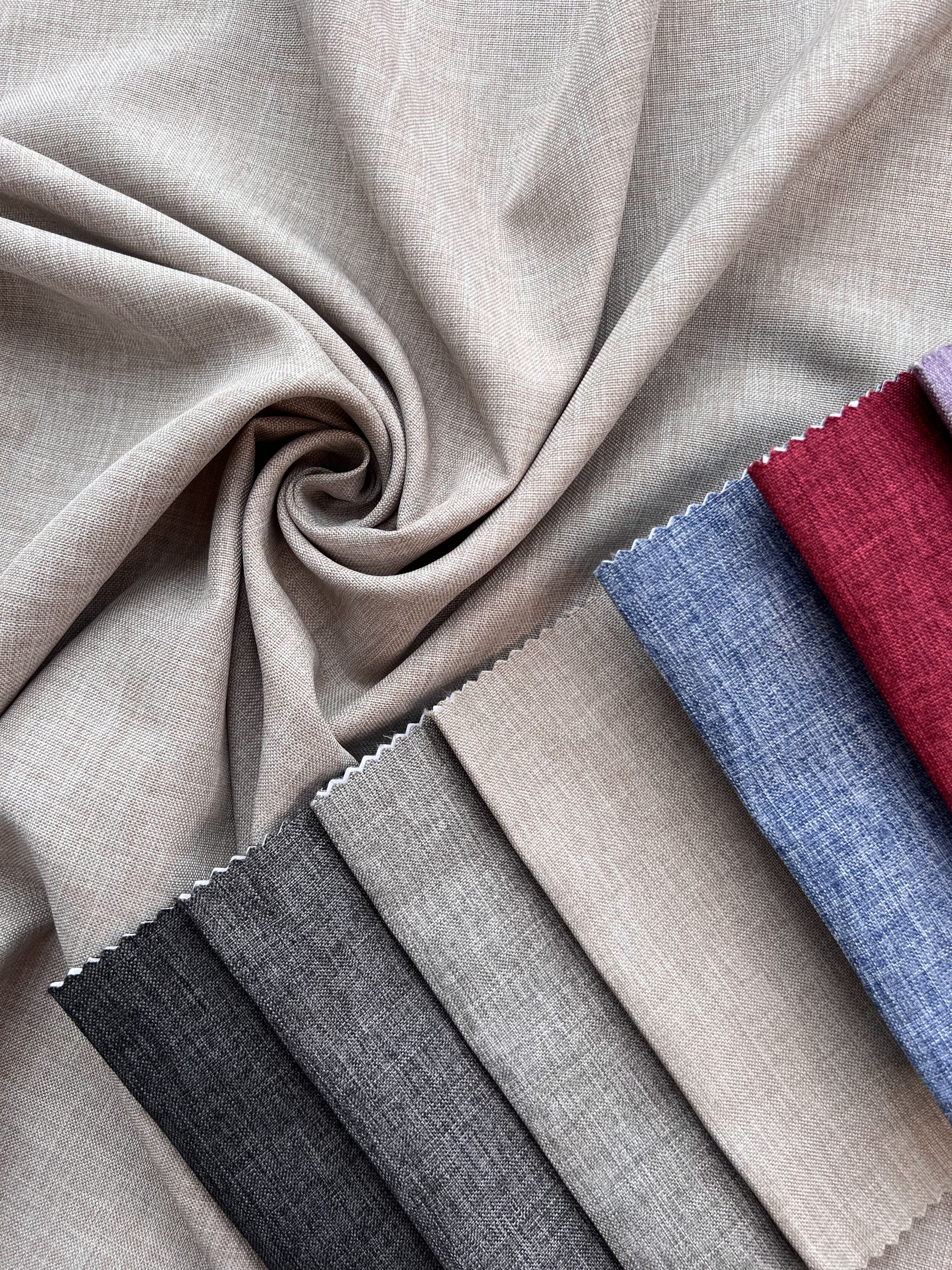 Plain linen structural curtain “Safir”, gray-beige color