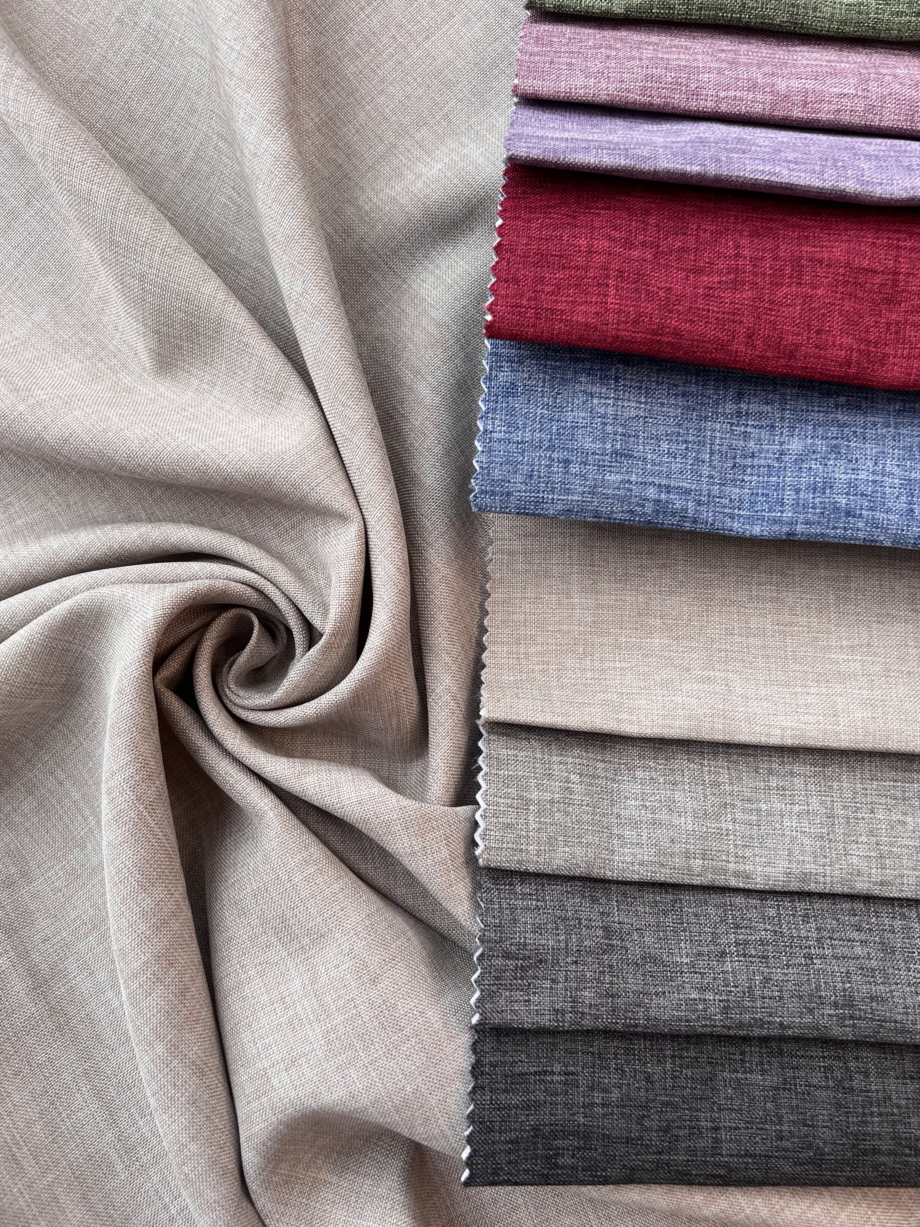 Plain linen structural curtain “Safir”, gray-beige color