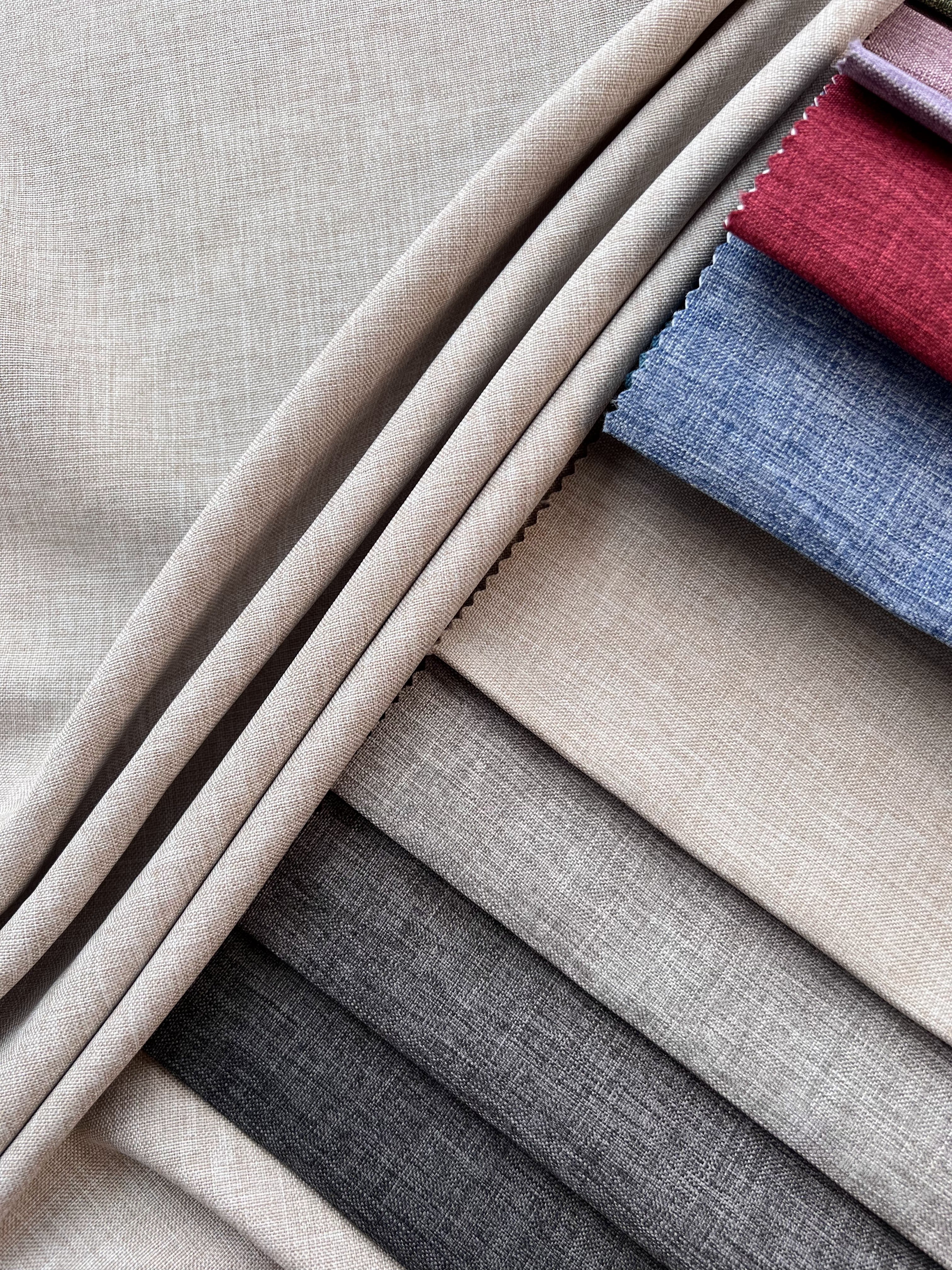 Plain linen structural curtain “Safir”, gray-beige color