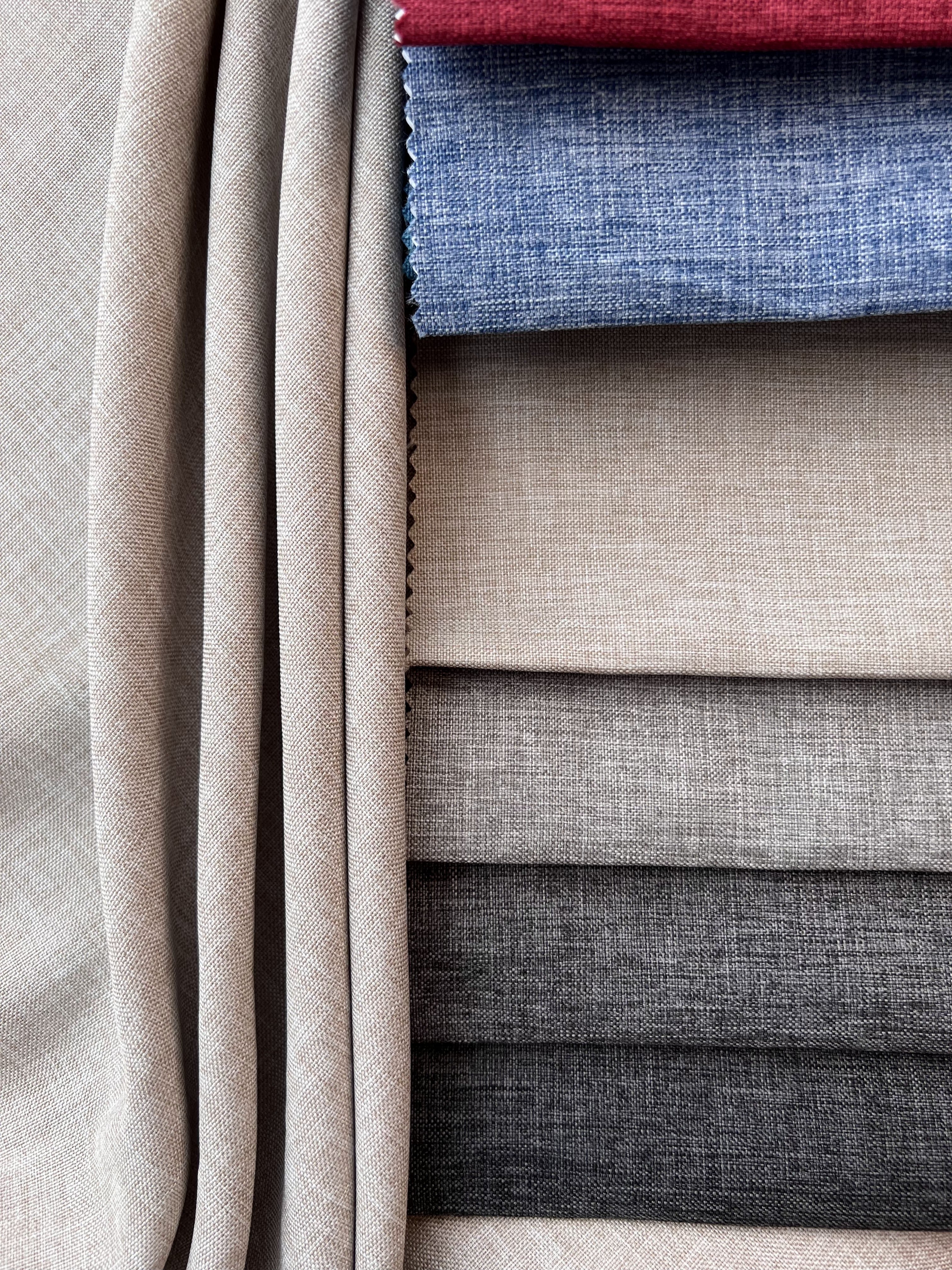 Plain linen structural curtain “Safir”, gray-beige color