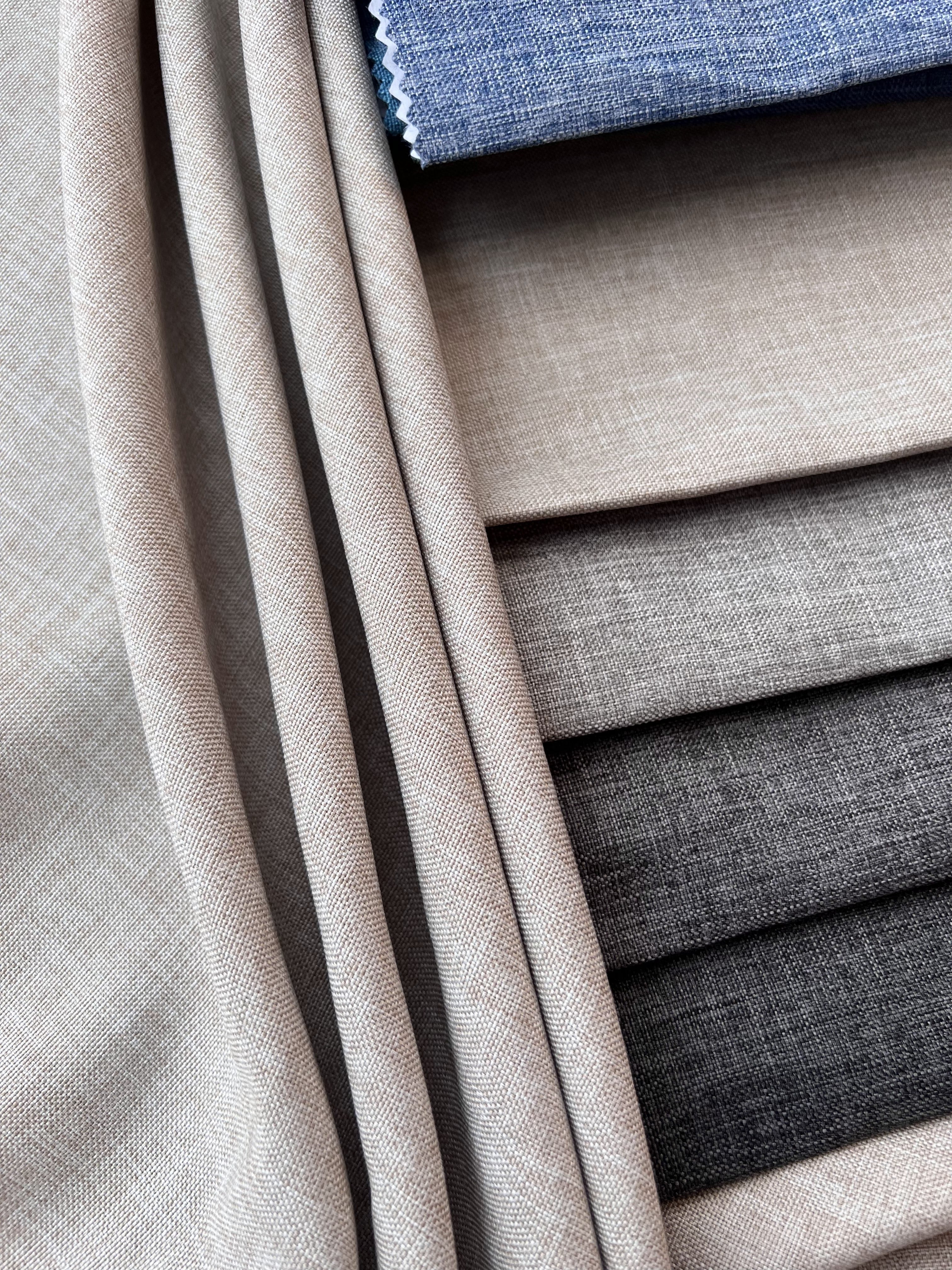 Plain linen structural curtain “Safir”, gray-beige color