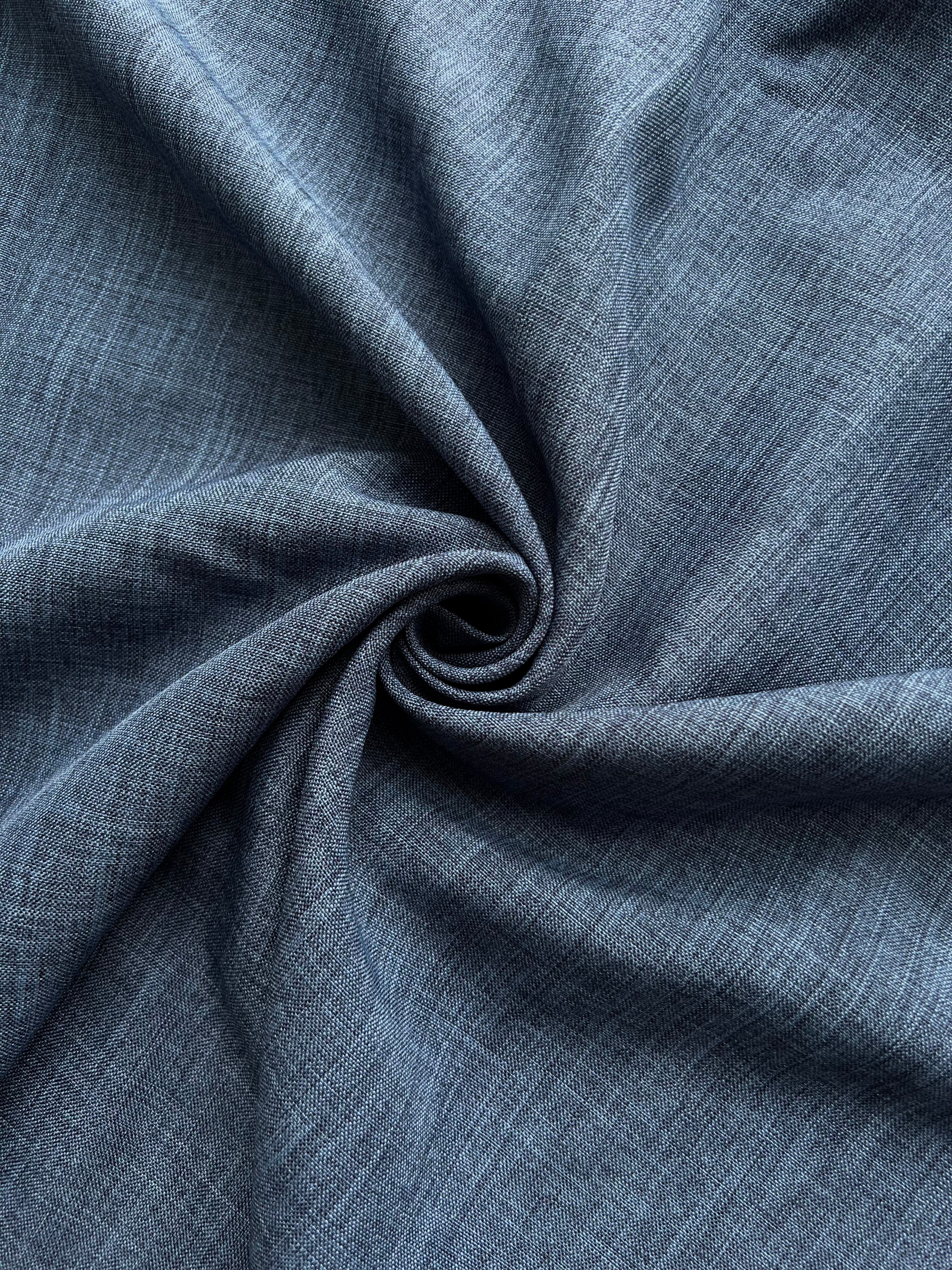 Plain linen structural curtain “Safir”, dark blue color