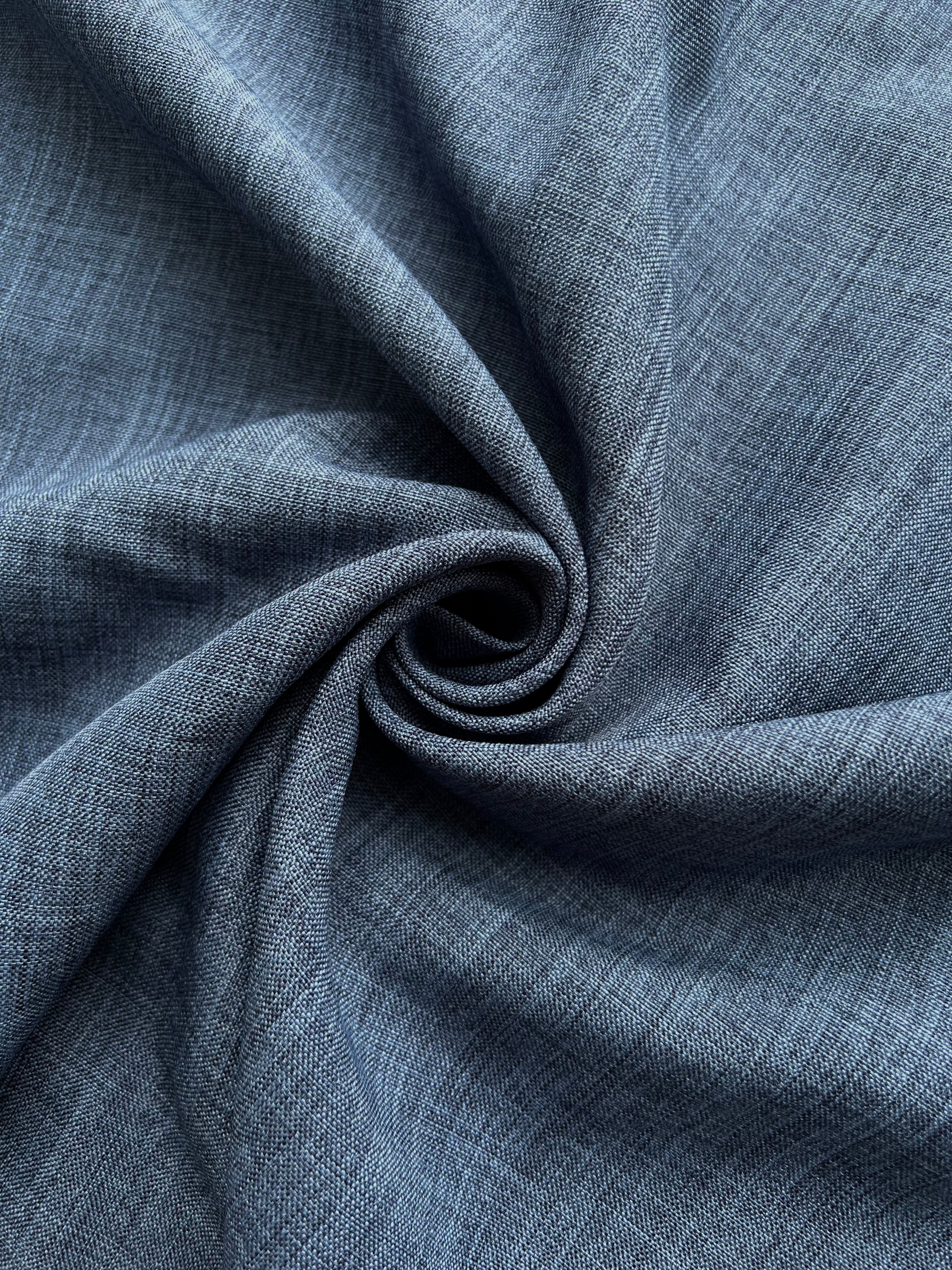 Plain linen structural curtain “Safir”, dark blue color